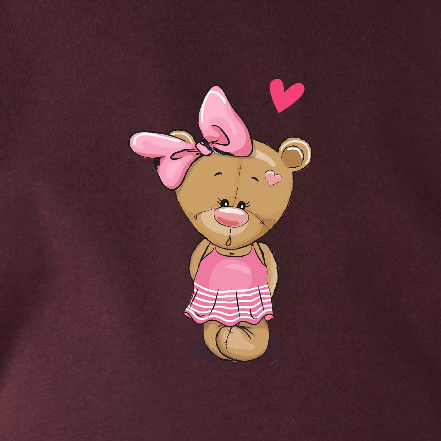 Nusyl Girls maroon Teddy Bear Printed T-Shirt