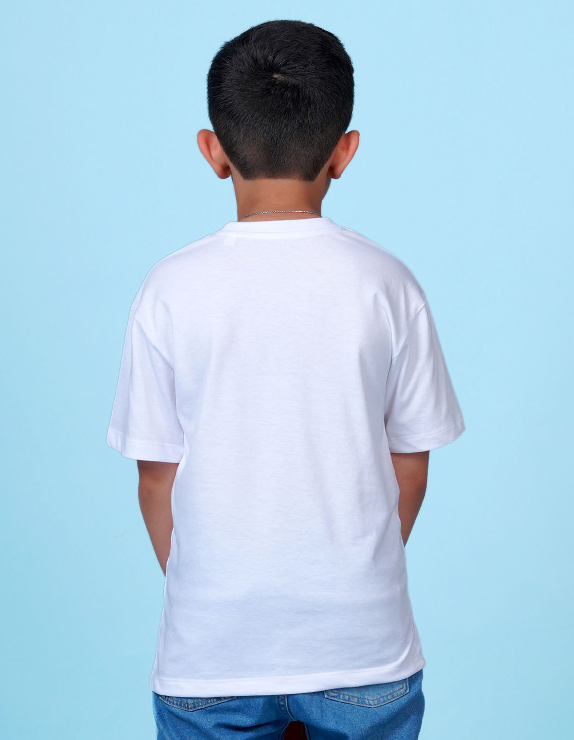 Nusyl White Boys Printed Oversized T-shirt