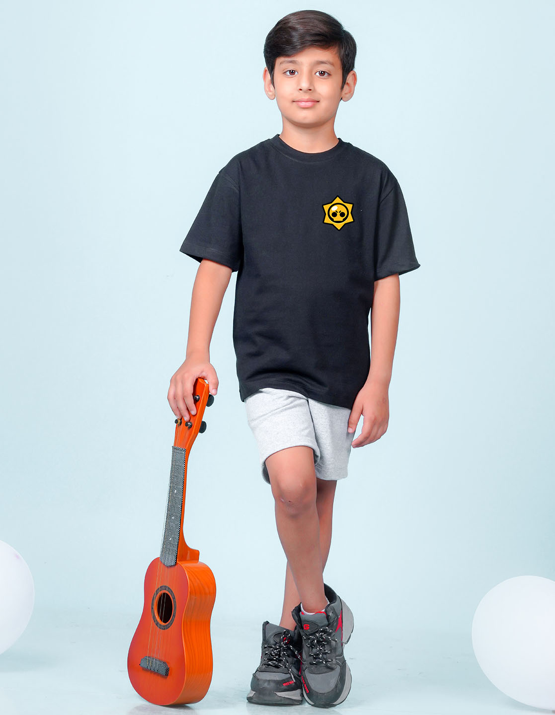 Nusyl Black Boys Printed Oversized T-shirt