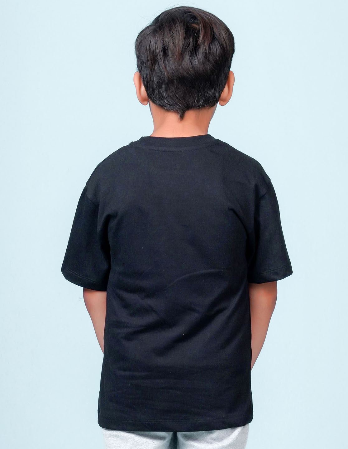Nusyl Black Boys Printed Oversized T-shirt