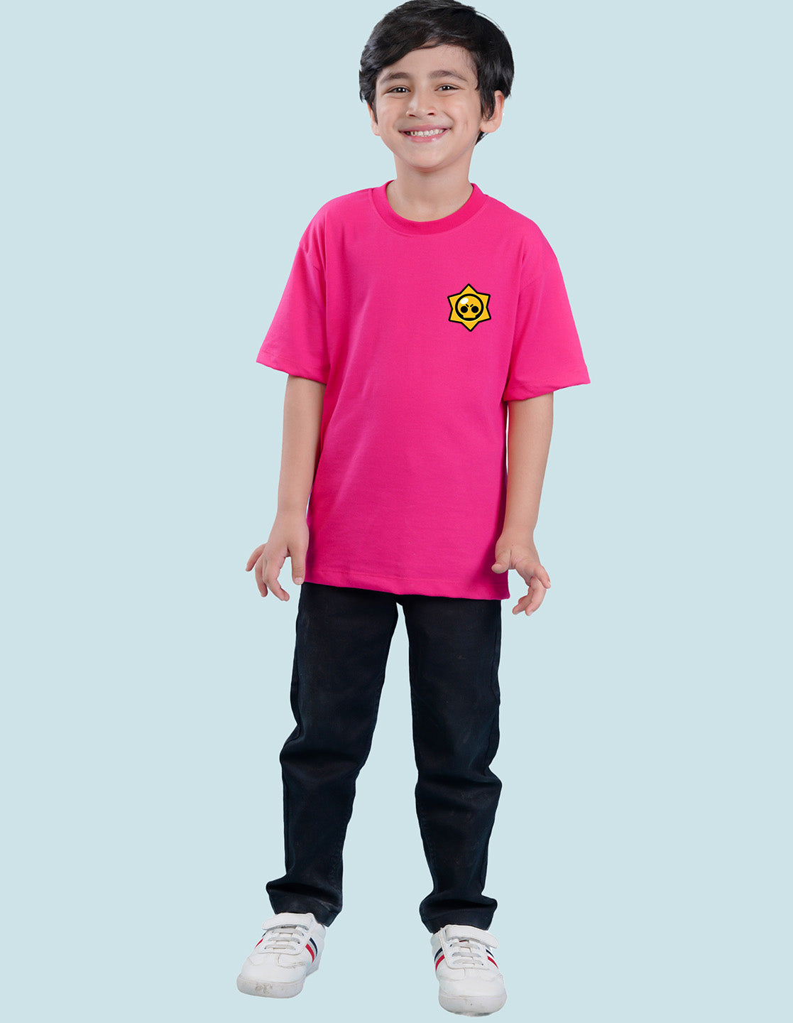 Nusyl Hot Pink Boys Printed Oversized T-shirt