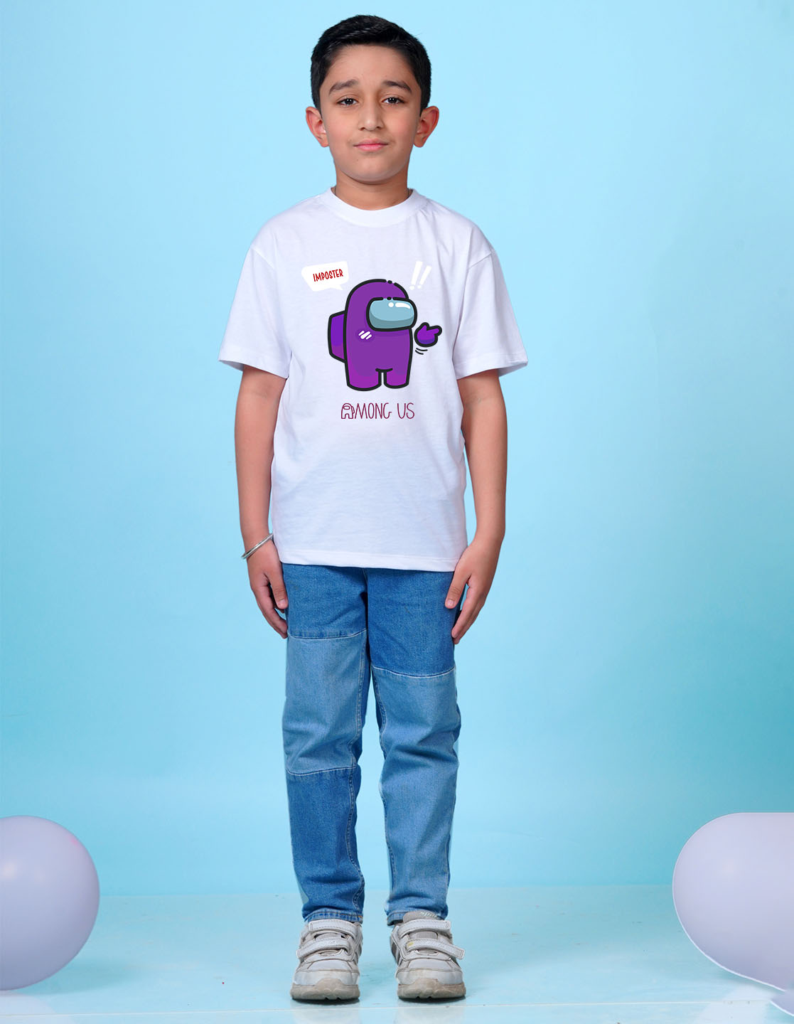 Nusyl White Boys Printed Oversized T-shirt