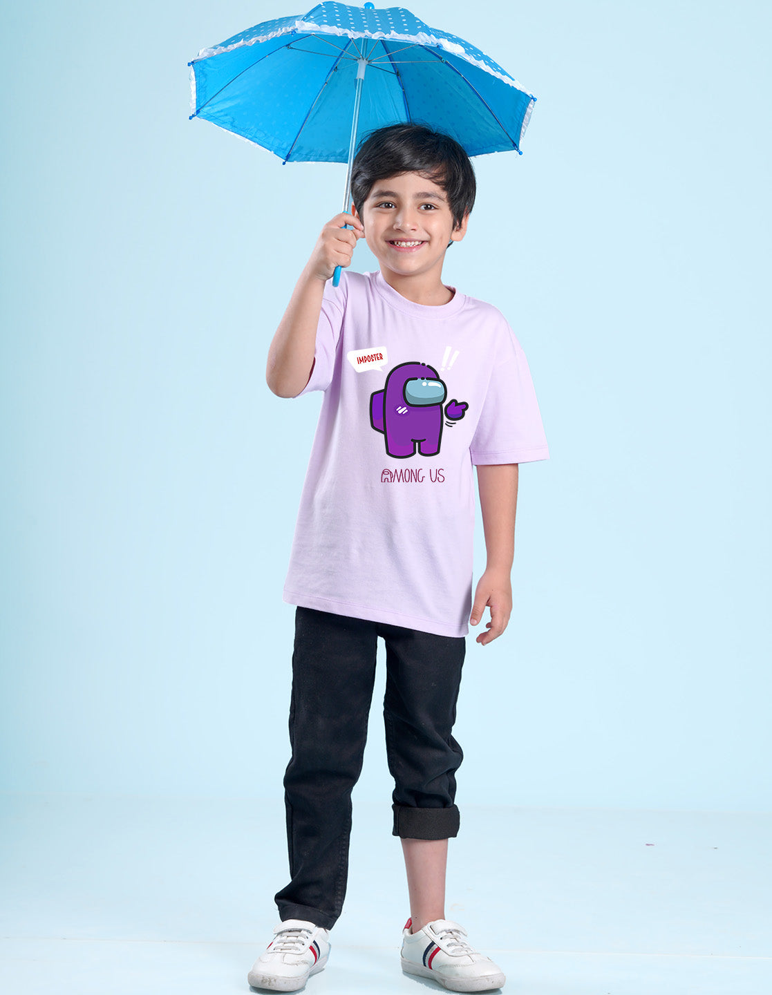 Nusyl Lilac Boys Printed Oversized T-shirt