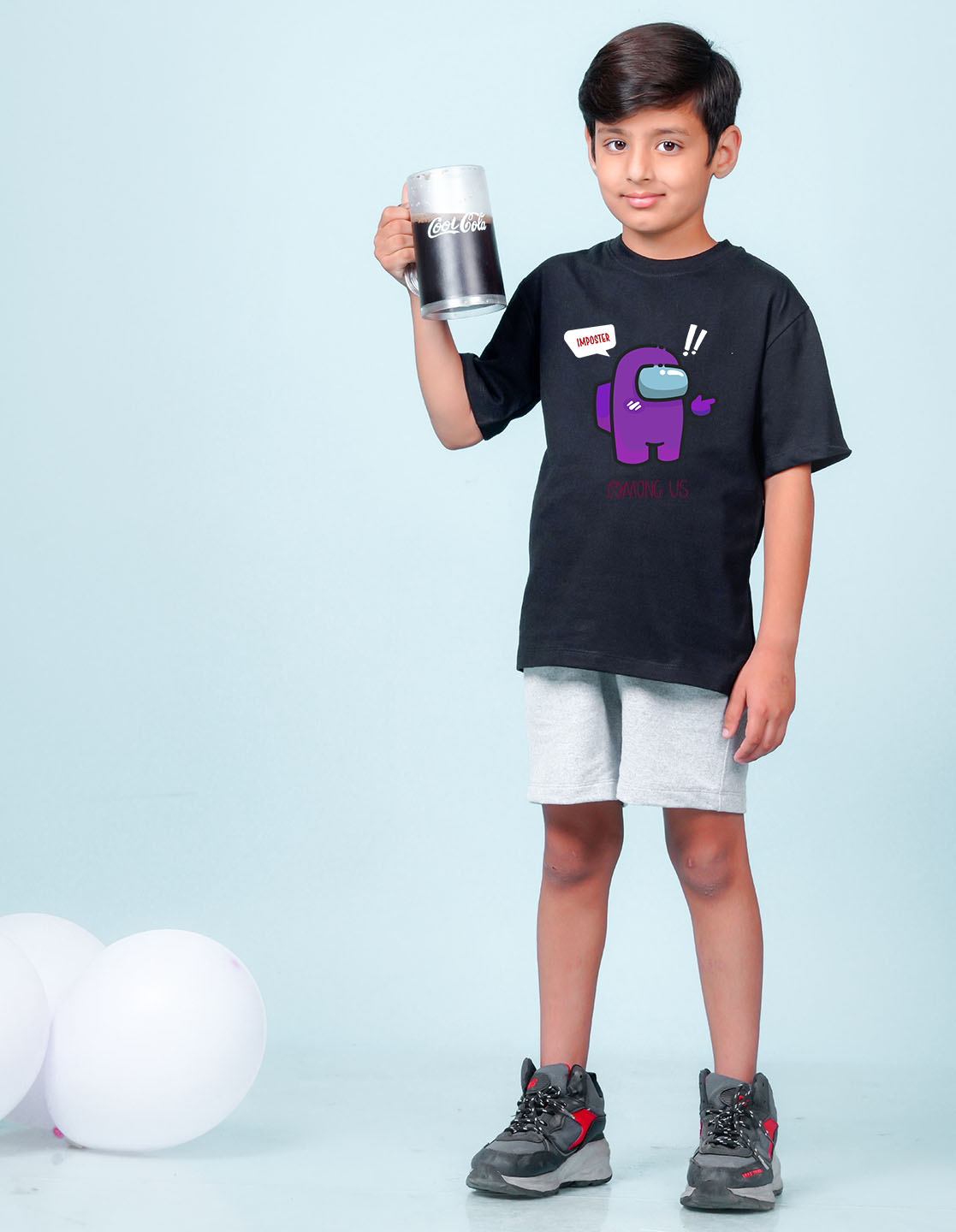 Nusyl Black Boys Printed Oversized T-shirt