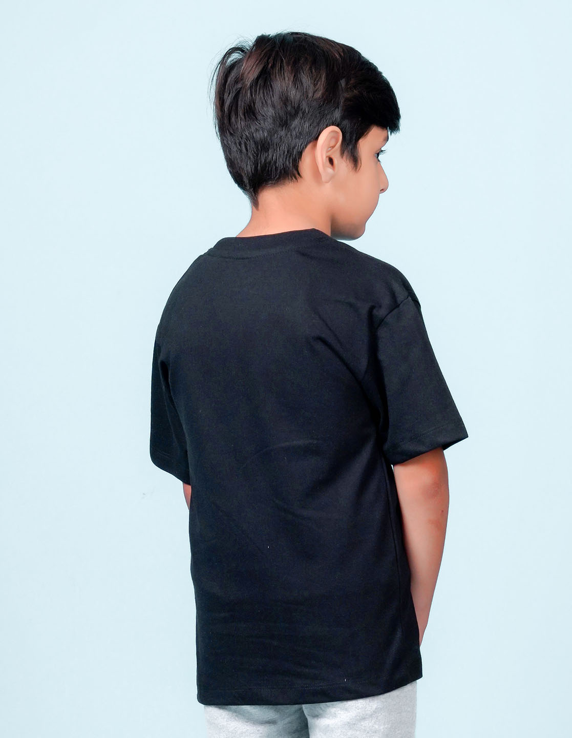 Nusyl Black Boys Printed Oversized T-shirt