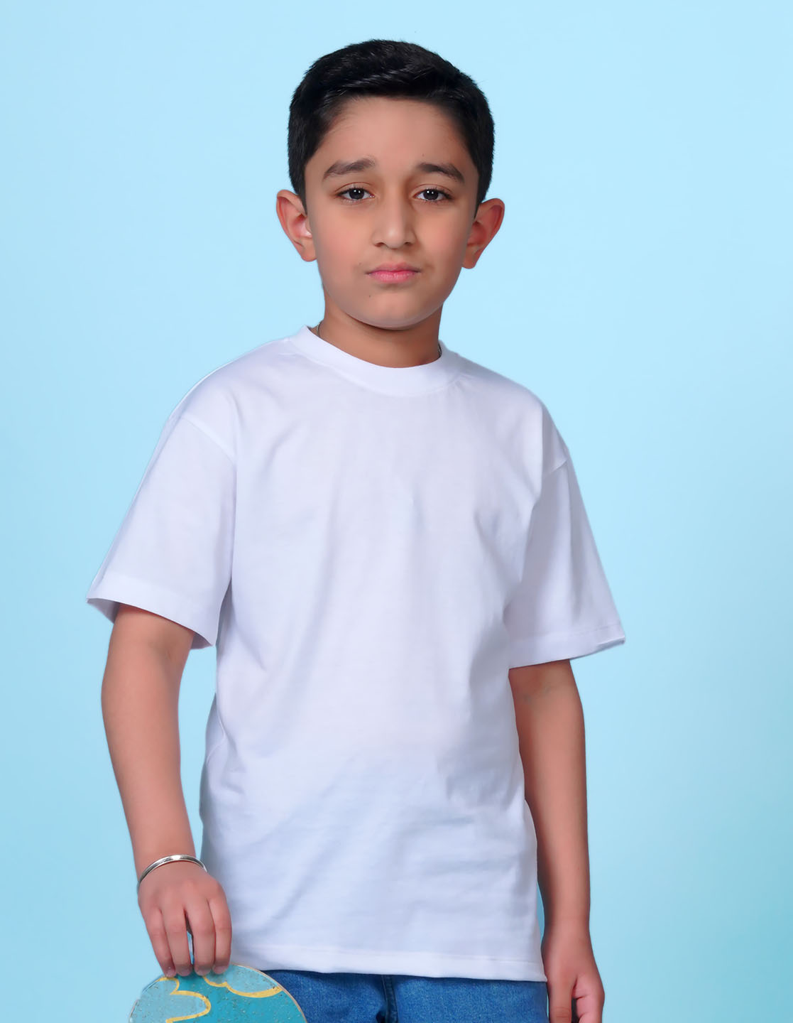 Nusyl White Boys Printed Oversized T-shirt