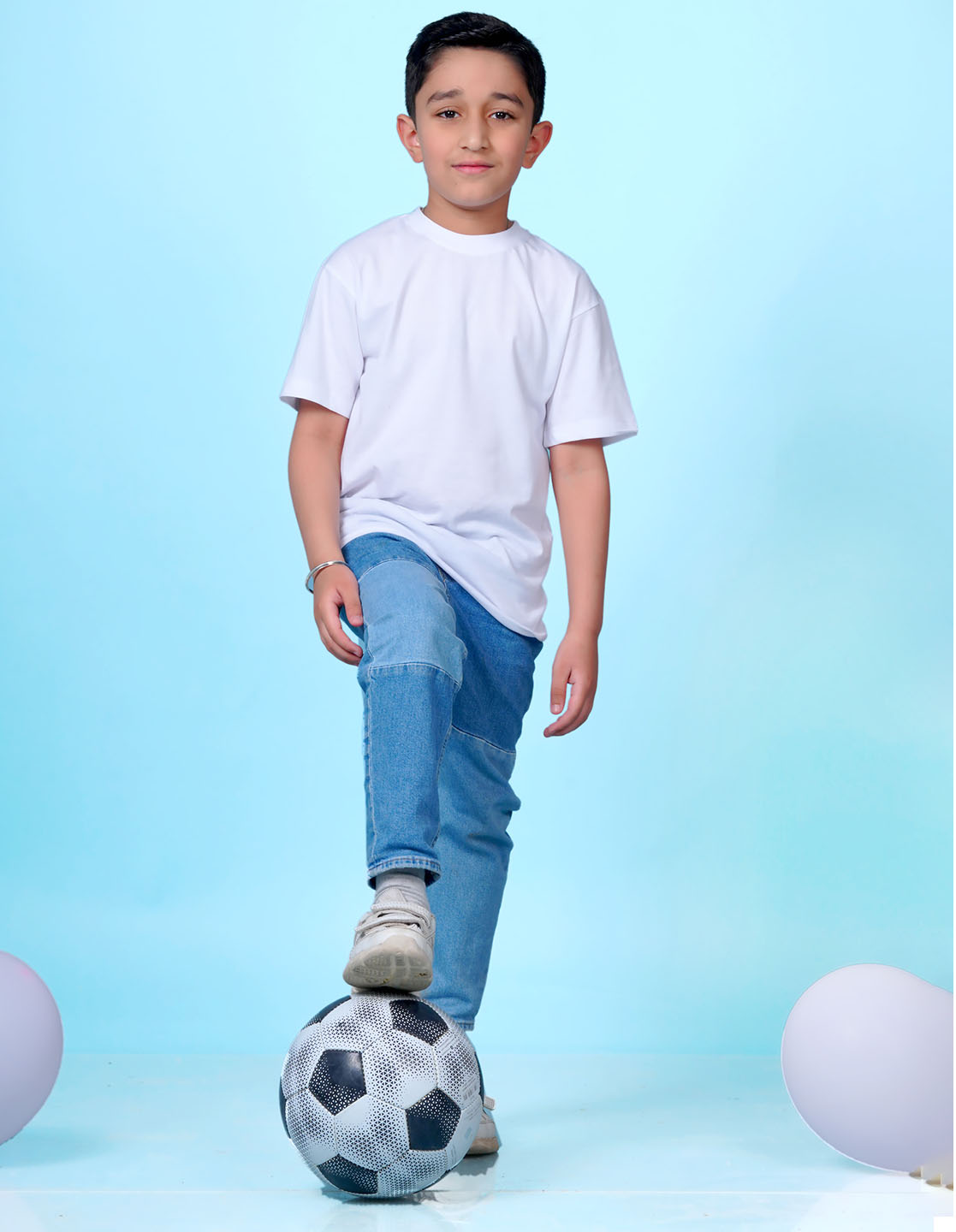 Nusyl White Boys Printed Oversized T-shirt