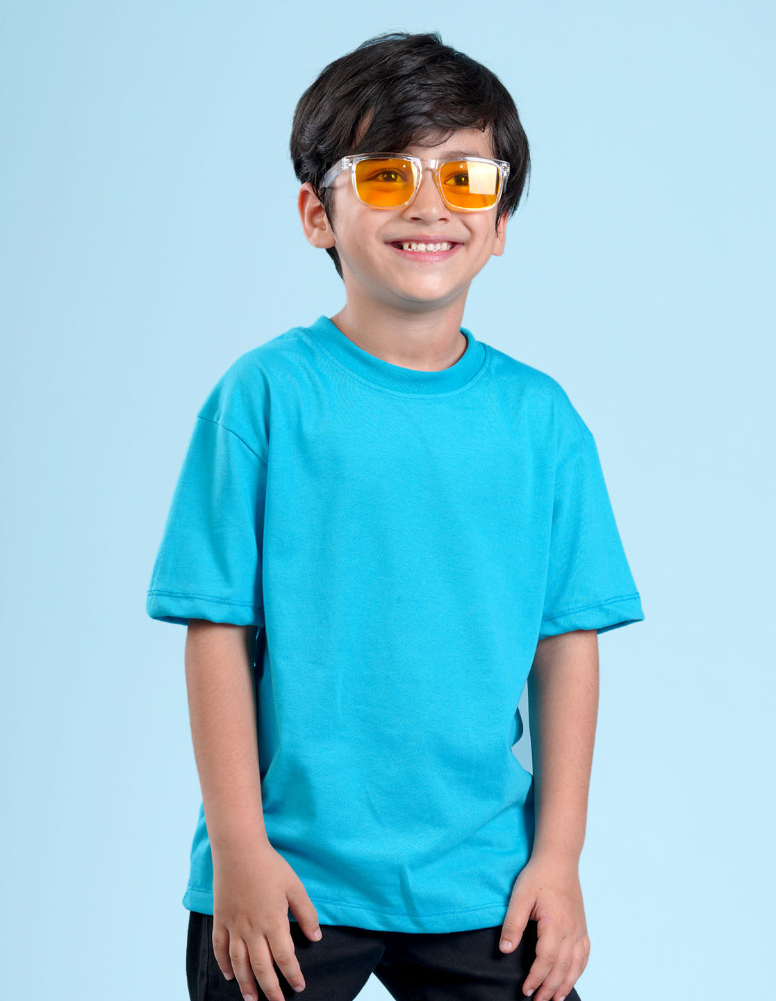 Nusyl Sky Blue Boys Printed Oversized T-shirt