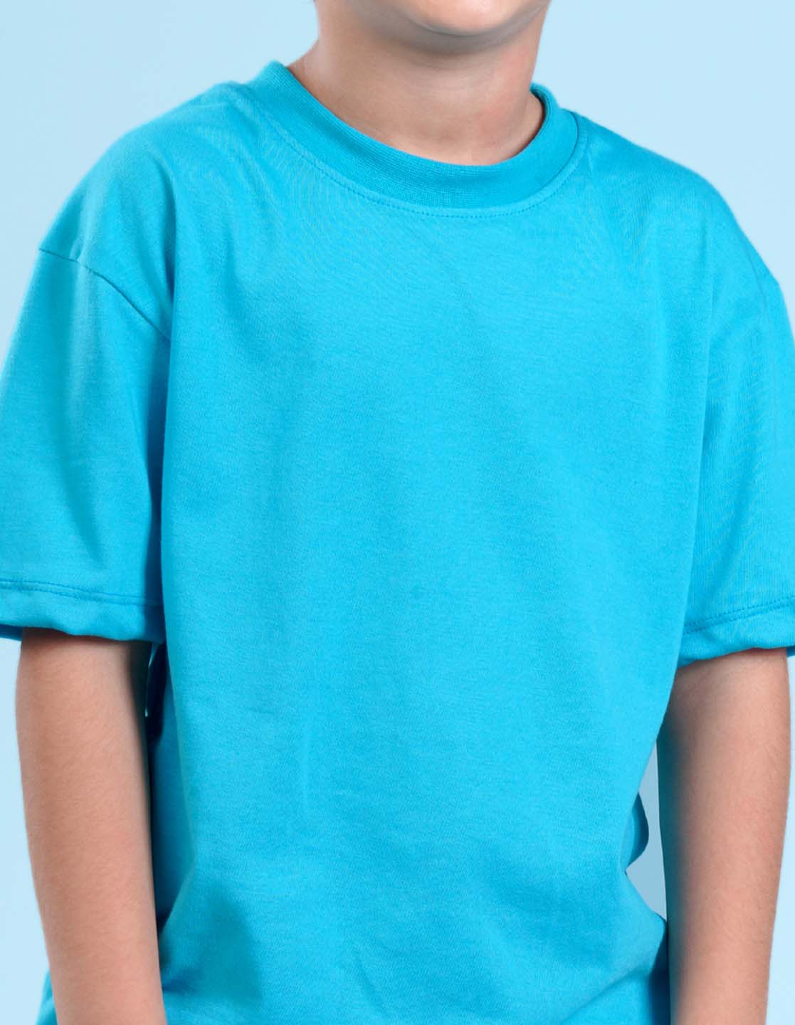 Nusyl Sky Blue Boys Printed Oversized T-shirt