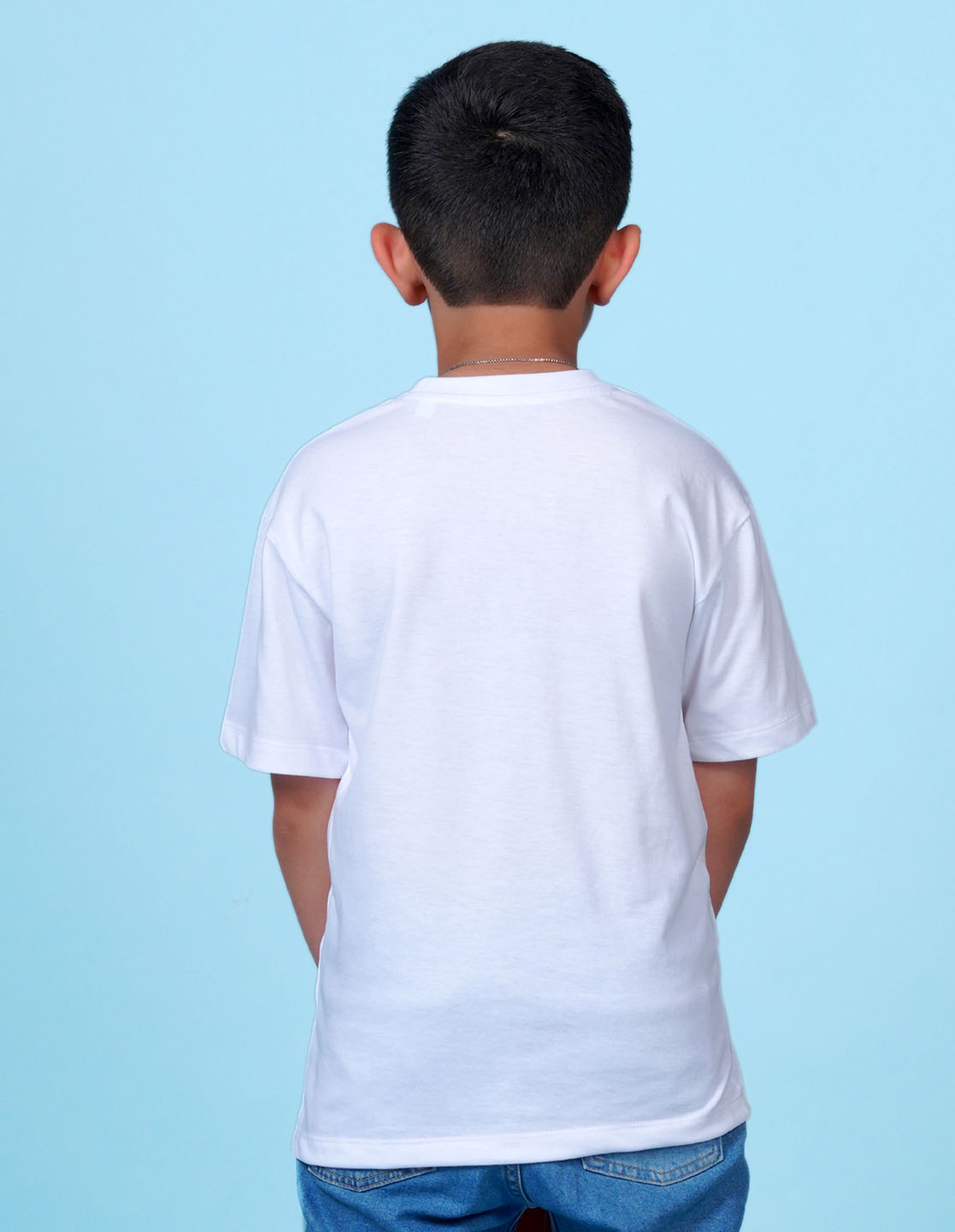 Nusyl White Boys Printed Oversized T-shirt