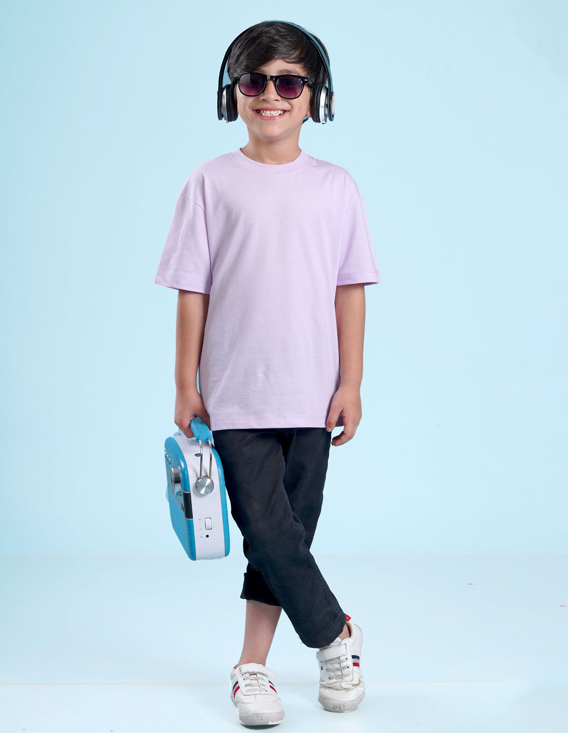 Nusyl Lilac Boys Printed Oversized T-shirt