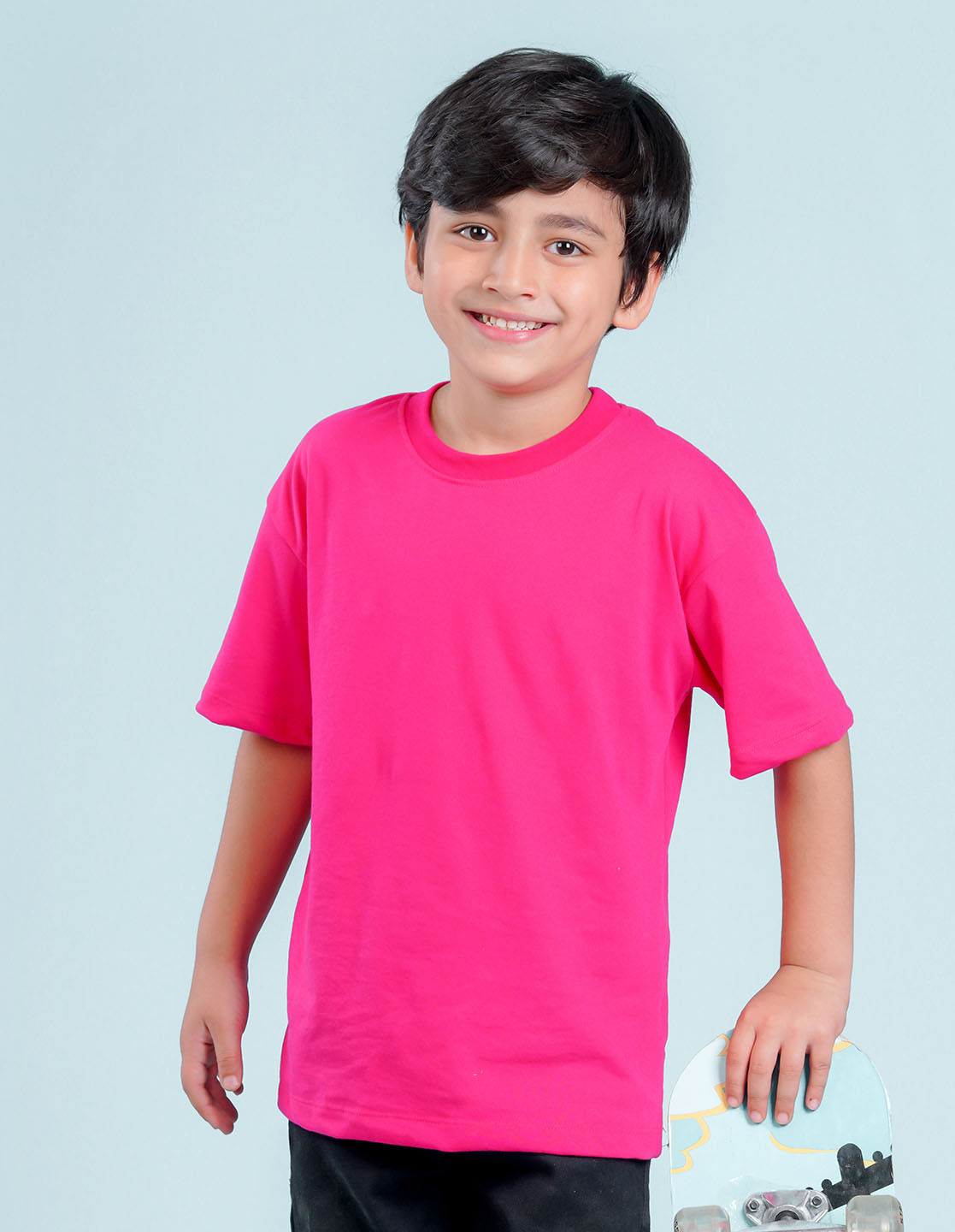 Nusyl Hot Pink Boys Printed Oversized T-shirt