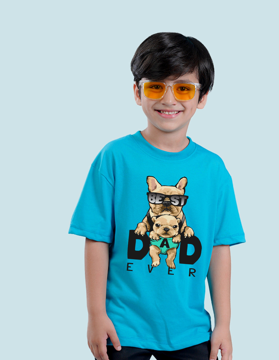 Nusyl Sky Blue Boys Printed Oversized T-shirt