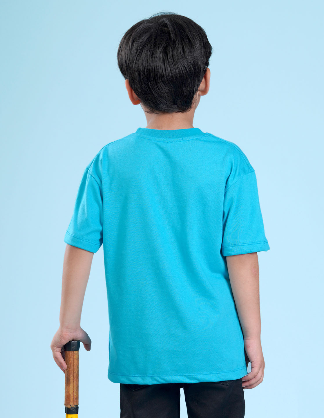 Nusyl Sky Blue Boys Printed Oversized T-shirt