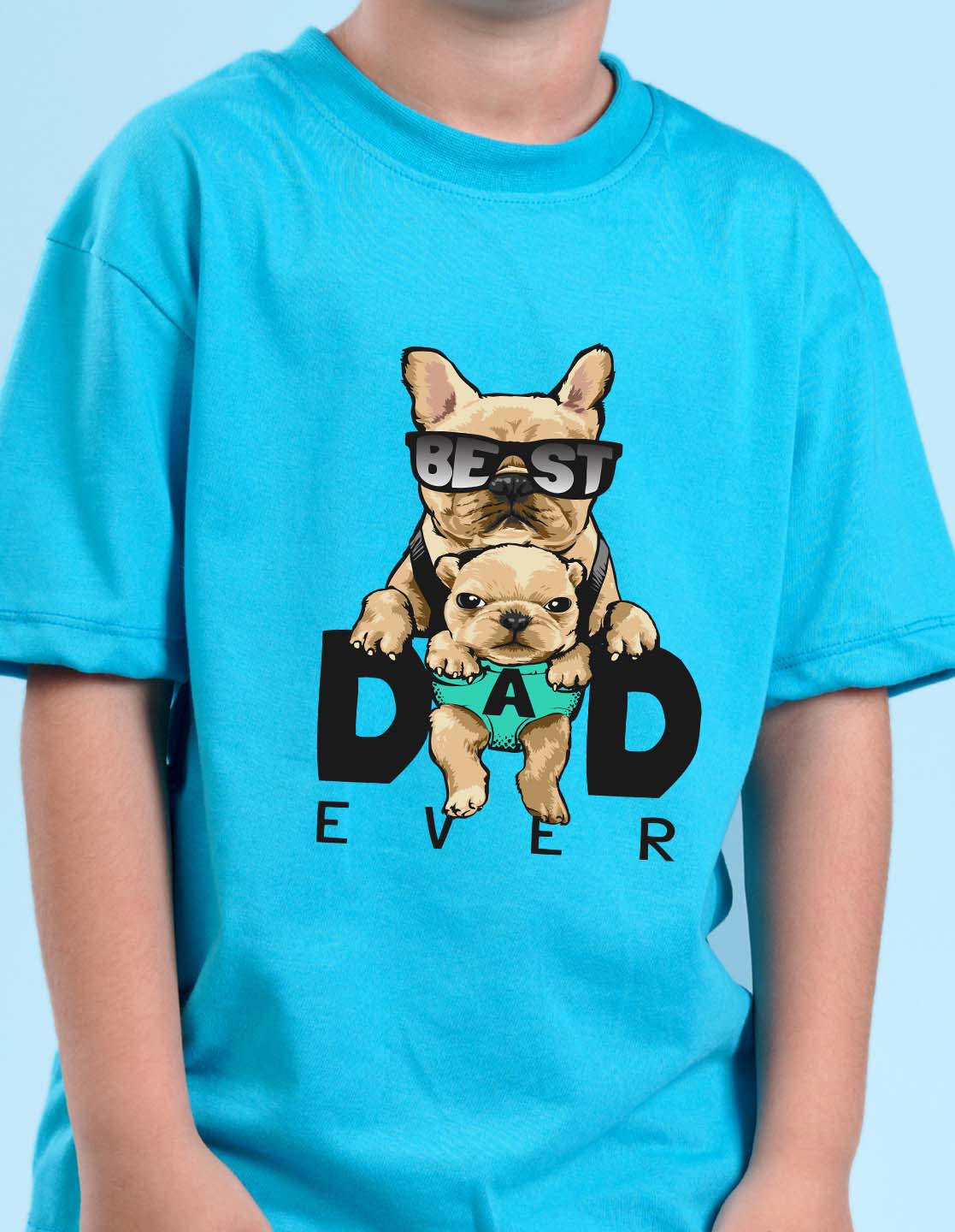 Nusyl Sky Blue Boys Printed Oversized T-shirt