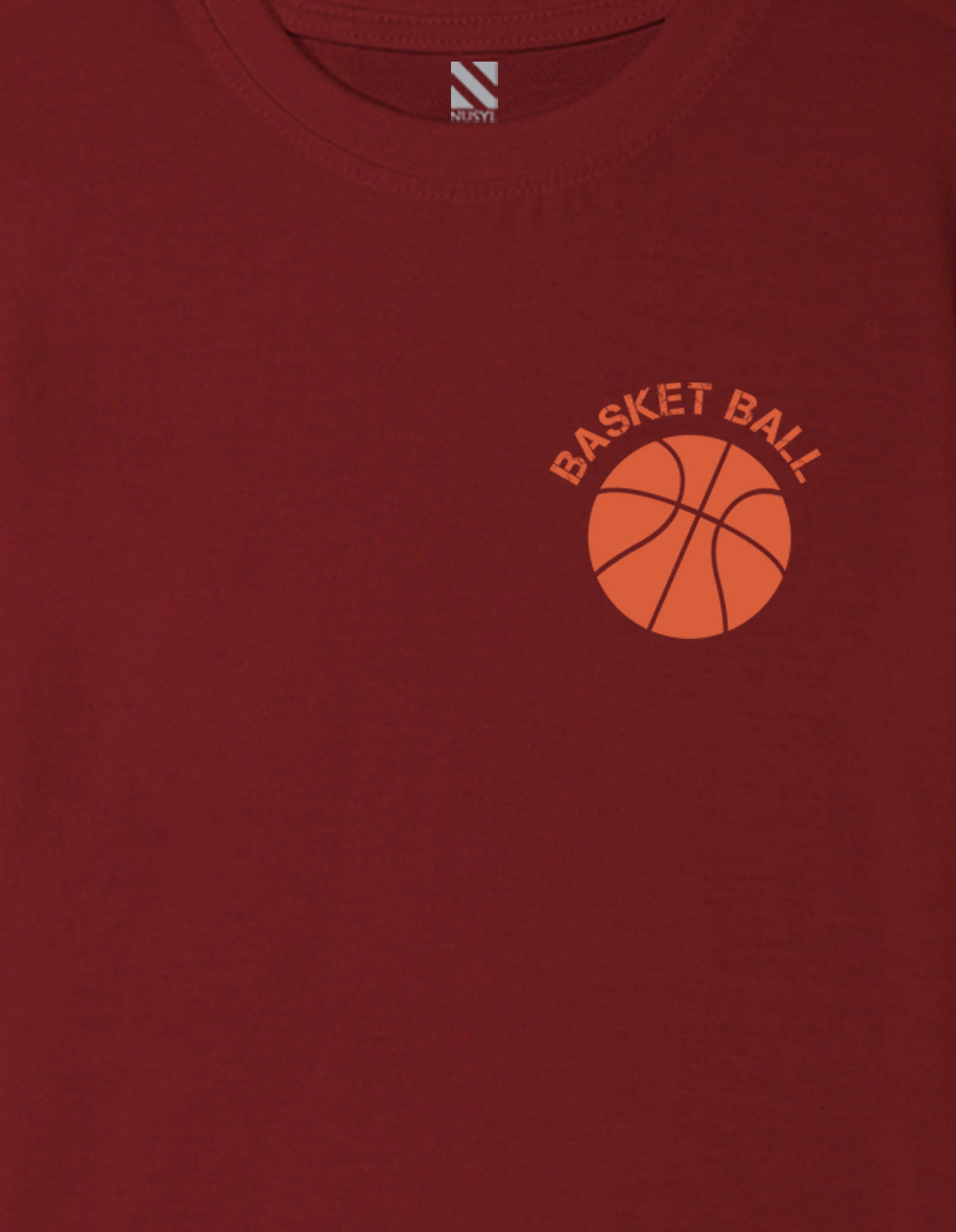 Nusyl Boys Wine Text & Basket Ball Printed Short sleeve Cotton Blend Oversized T-shirts