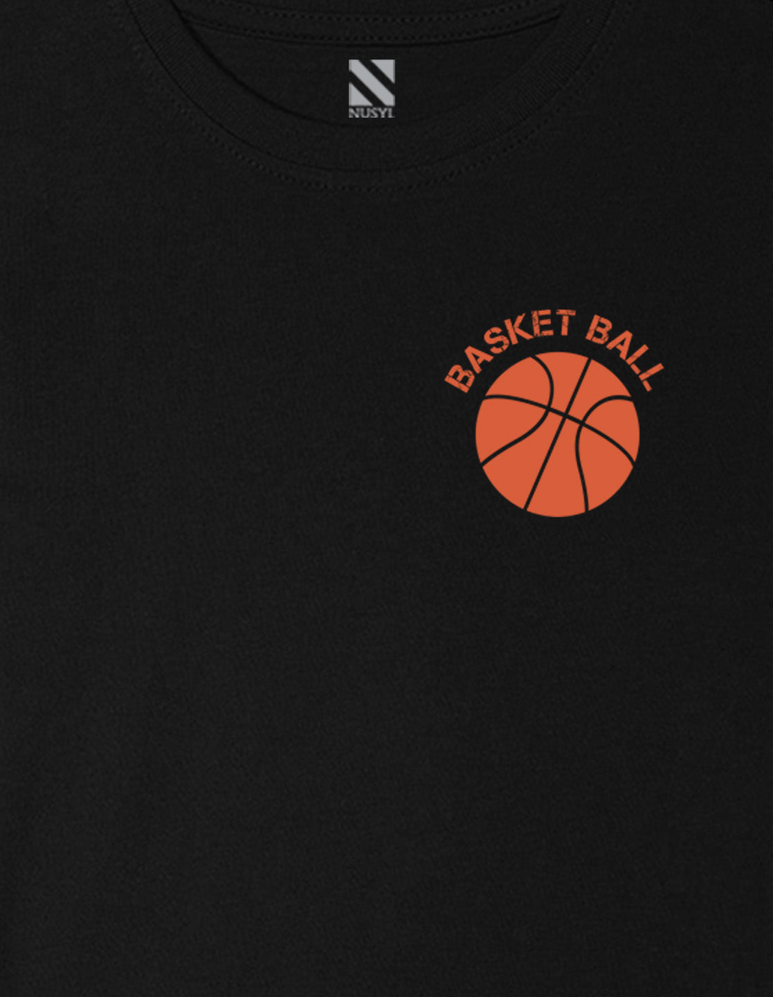 Nusyl Boys Black Text & Basket Ball Printed Short sleeve Cotton Blend Oversized T-shirts