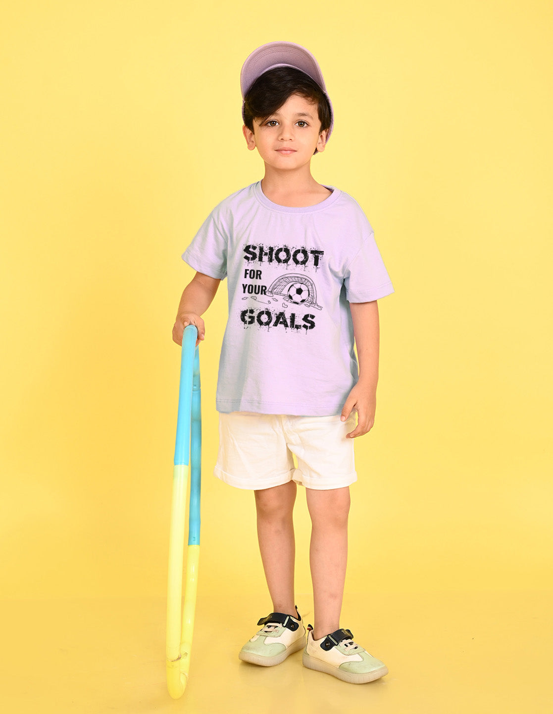 Nusyl Boys Lilac Shoot For Your Goals Printed Short sleeve Cotton Blend Oversized T-shirts