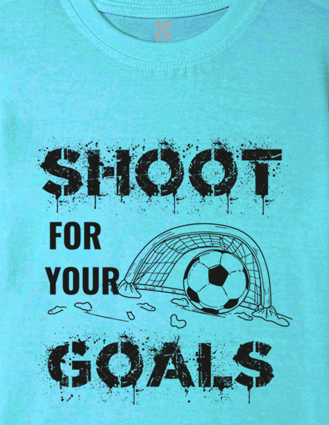 Nusyl Boys Sky Blue Shoot For Your Goals Printed Short sleeve Cotton Blend Oversized T-shirts
