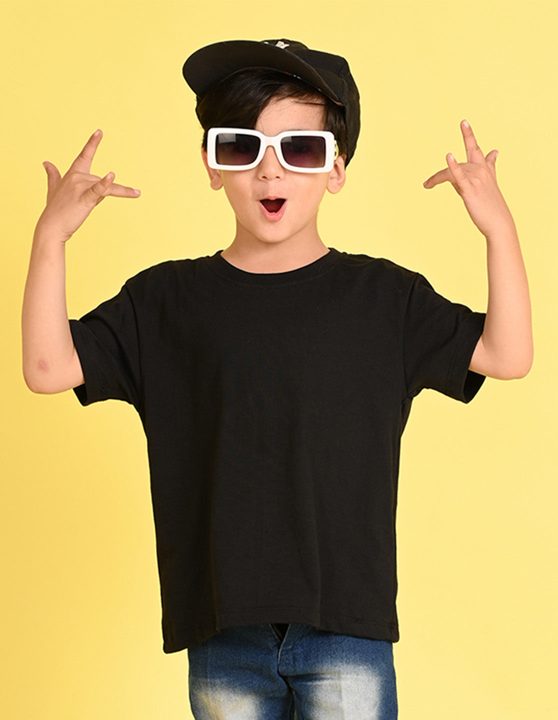 Nusyl Boys Black Dinosaur & Text Back Printed Short sleeve Cotton Blend Oversized T-shirts