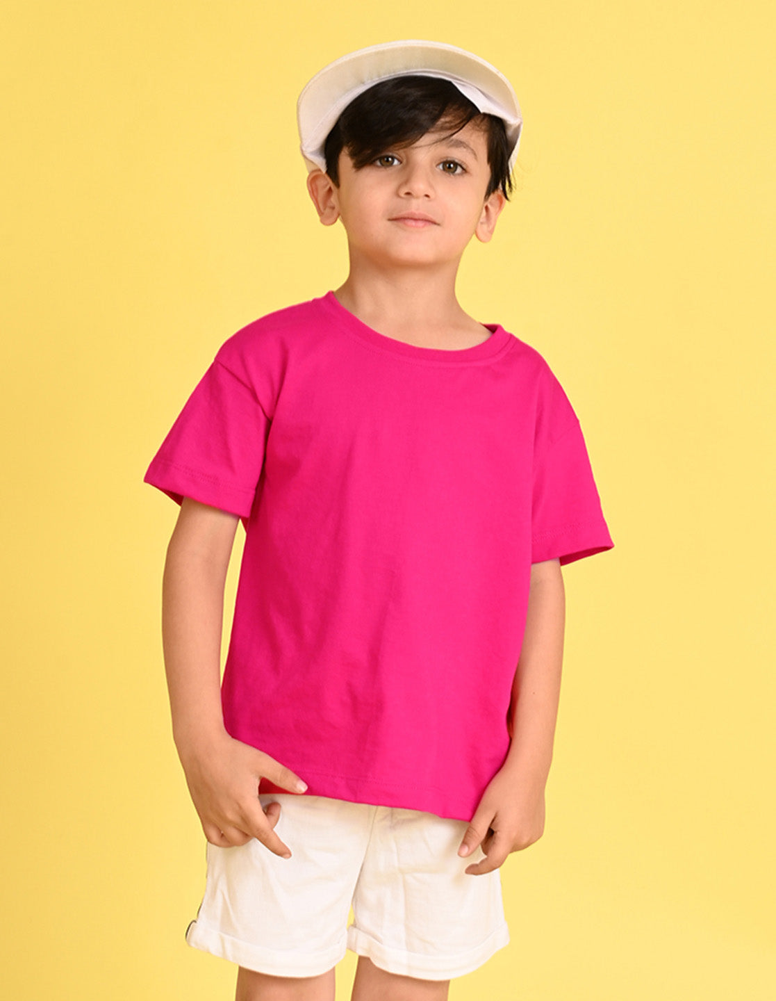 Nusyl Boys Hot Pink Dinosaur & Text Back Printed Short sleeve Cotton Blend Oversized T-shirts