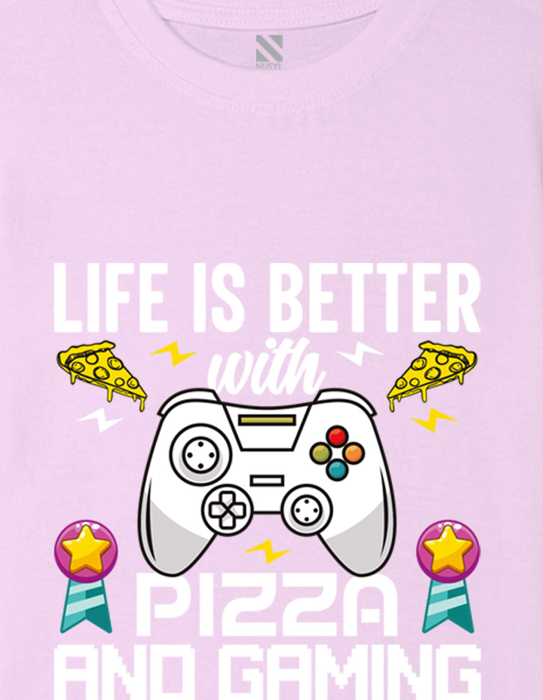 Nusyl Boys Lilac Life is Better Text Printed Short sleeve Cotton Blend Oversized T-shirts