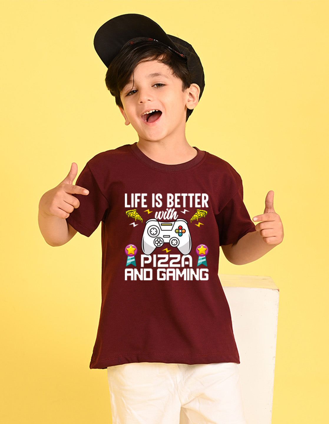 Nusyl Boys Wine Life is Better Text Printed Short sleeve Cotton Blend Oversized T-shirts