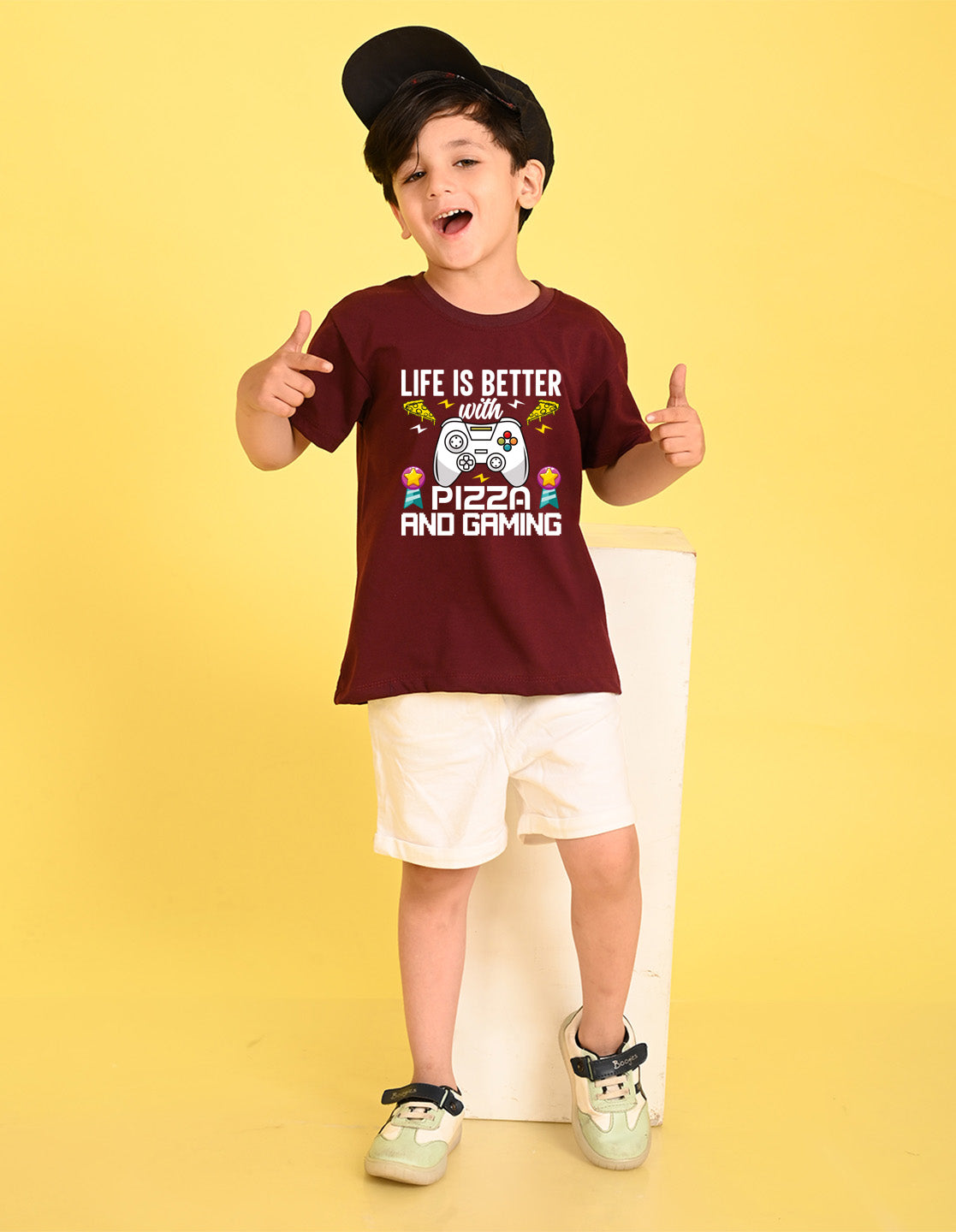 Nusyl Boys Wine Life is Better Text Printed Short sleeve Cotton Blend Oversized T-shirts