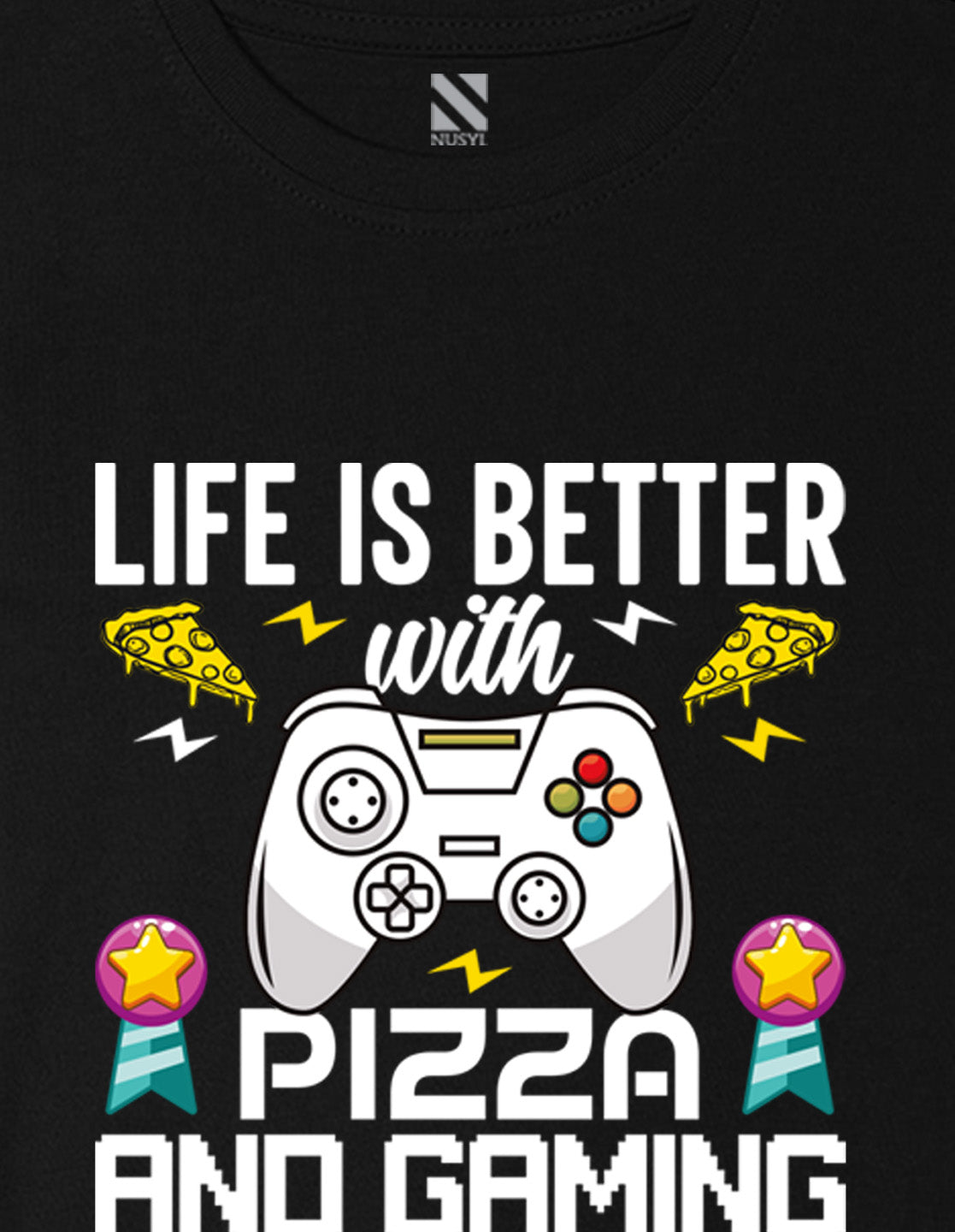 Nusyl Boys Black Life is Better Text Printed Short sleeve Cotton Blend Oversized T-shirts