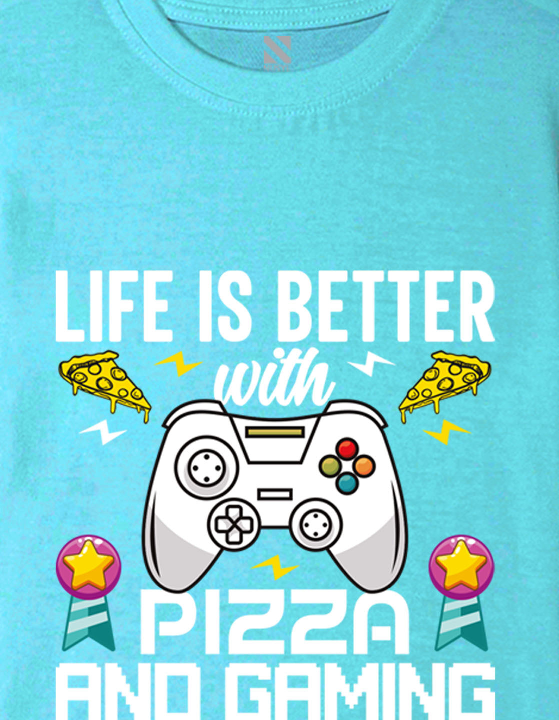 Nusyl Boys Sky Blue Life is Better Text Printed Short sleeve Cotton Blend Oversized T-shirts