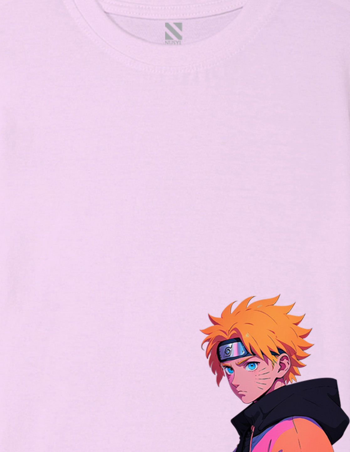 Nusyl Boys Lilac Naruto Printed Short sleeve Cotton Blend Oversized T-shirts