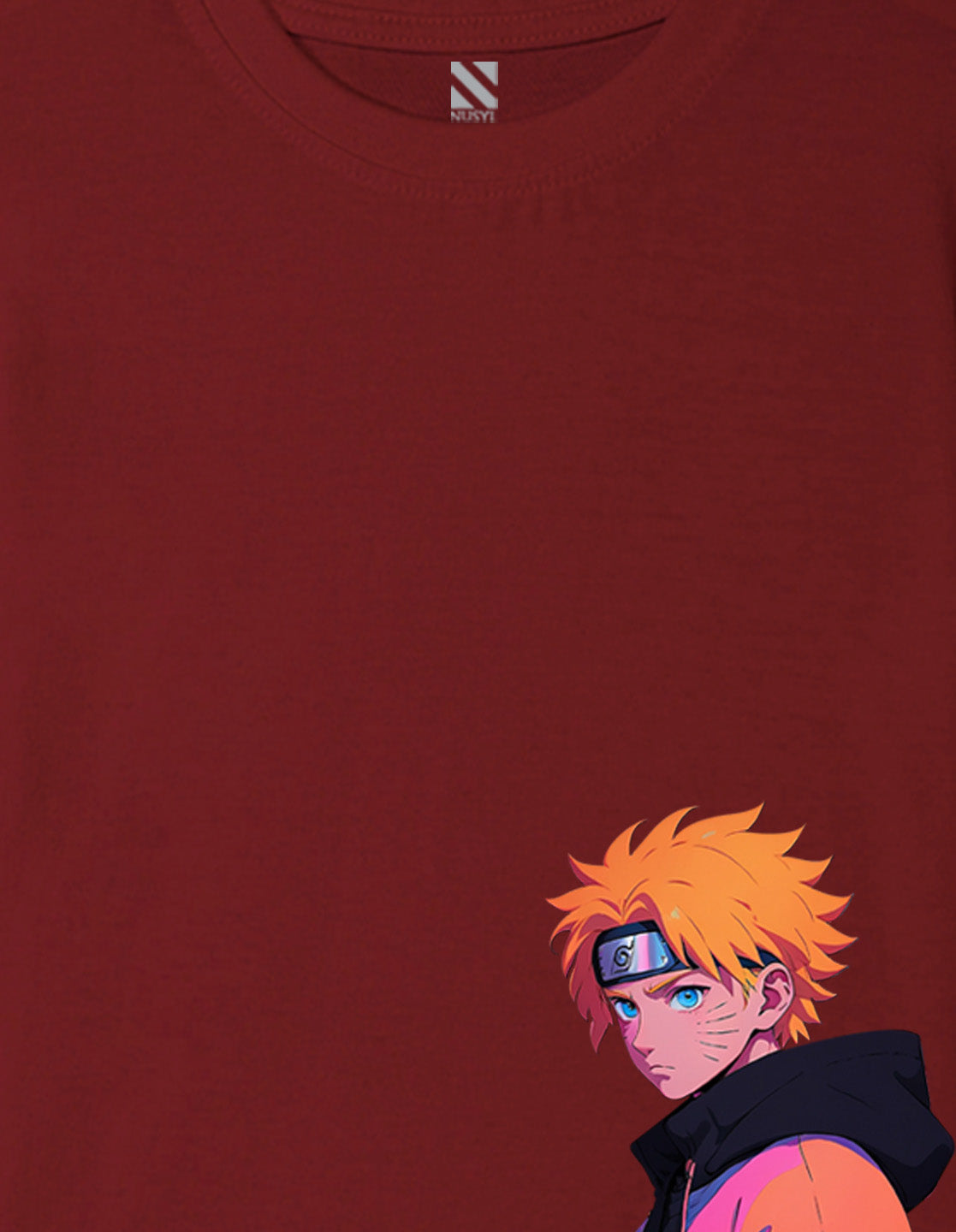 Nusyl Boys Wine Naruto Printed Short sleeve Cotton Blend Oversized T-shirts