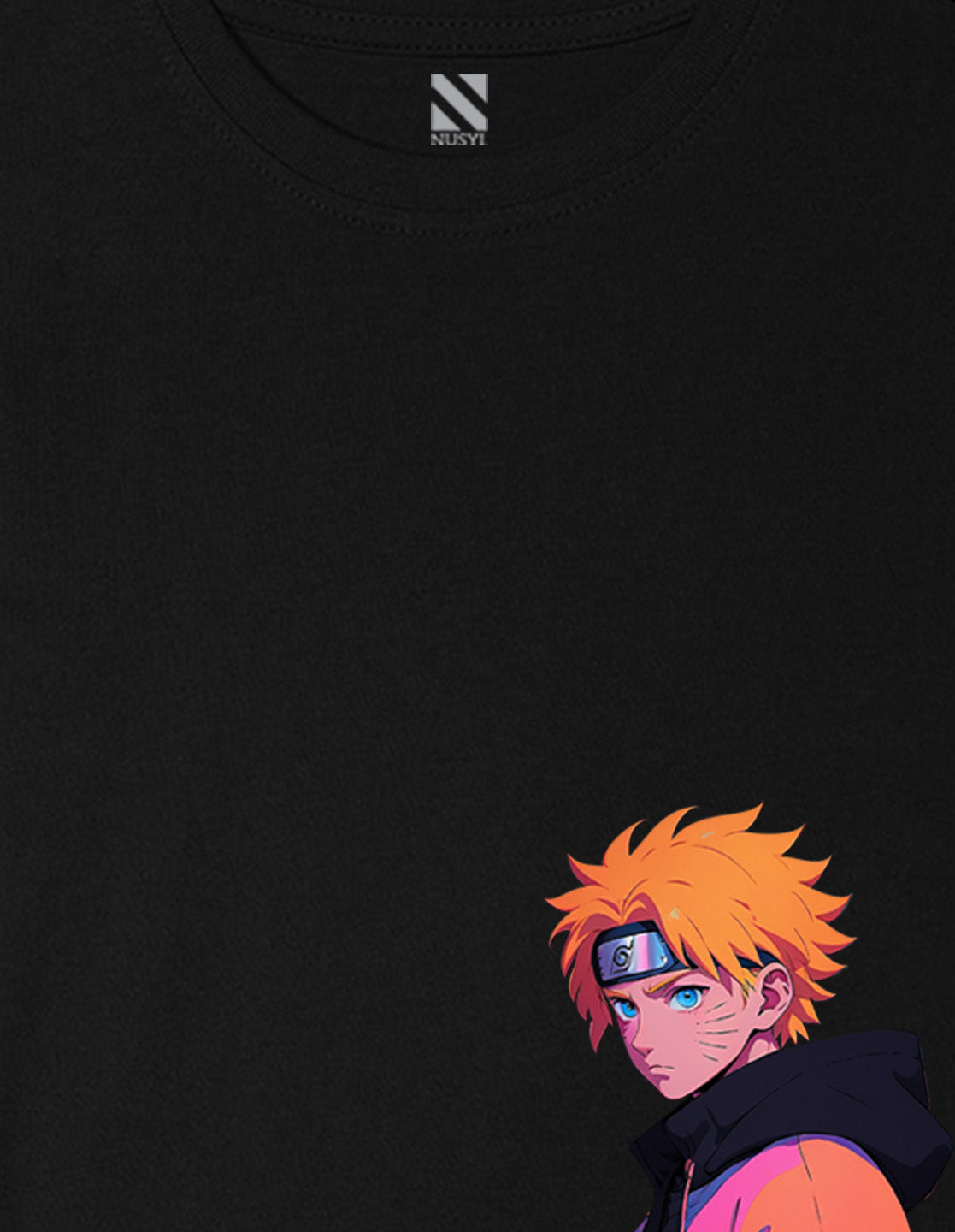 Nusyl Boys Black Naruto Printed Short sleeve Cotton Blend Oversized T-shirts