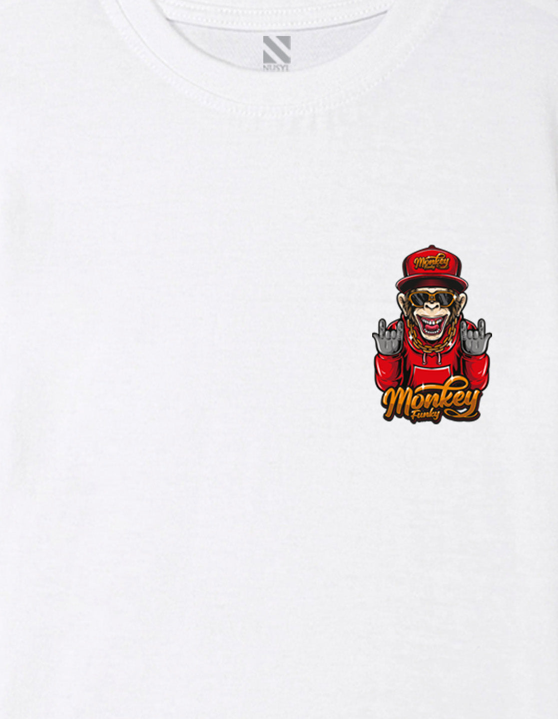 Nusyl Boys White Monkey Funky Printed Short sleeve Cotton Blend Oversized T-shirts