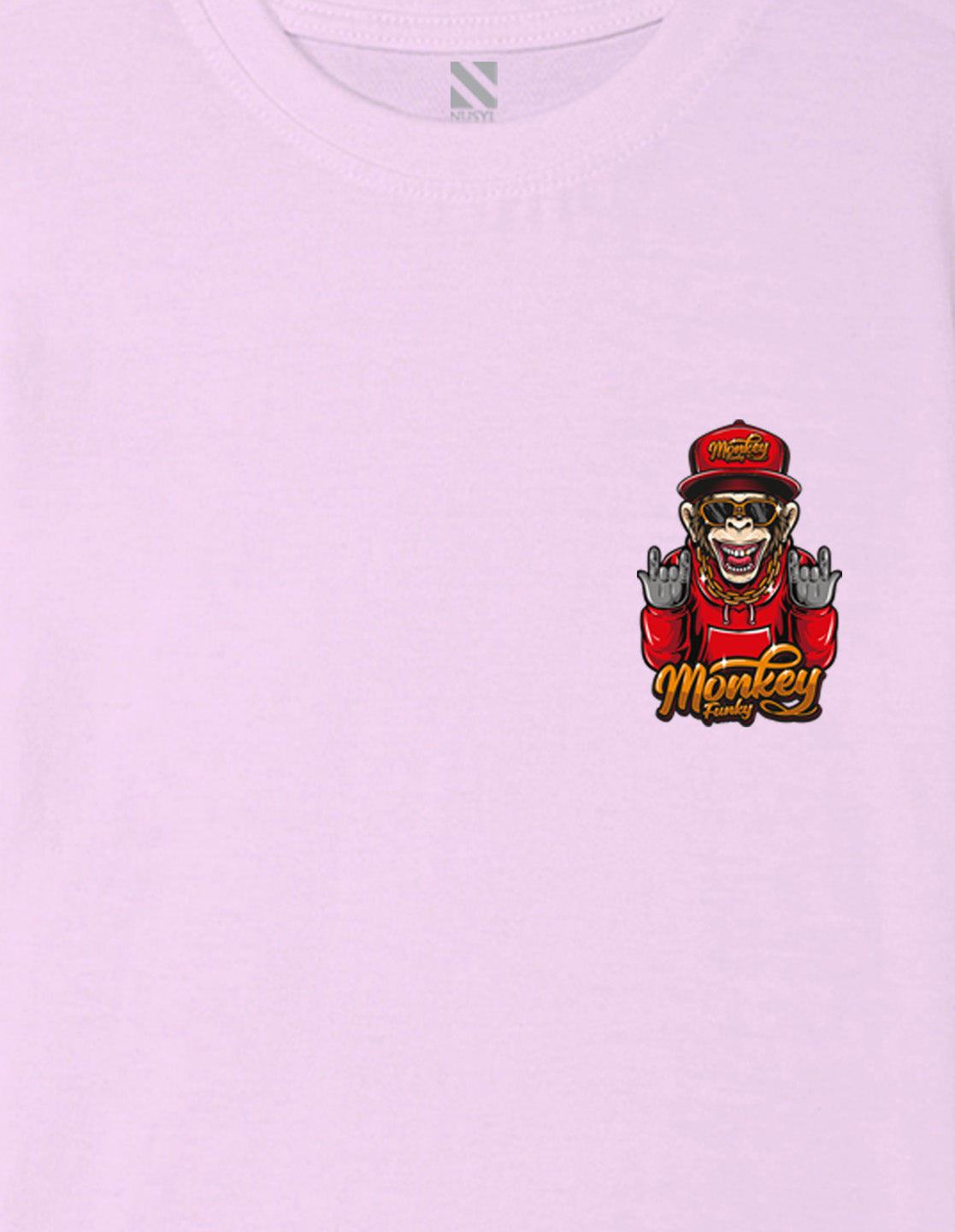 Nusyl Boys Lilac Monkey Funky Printed Short sleeve Cotton Blend Oversized T-shirts