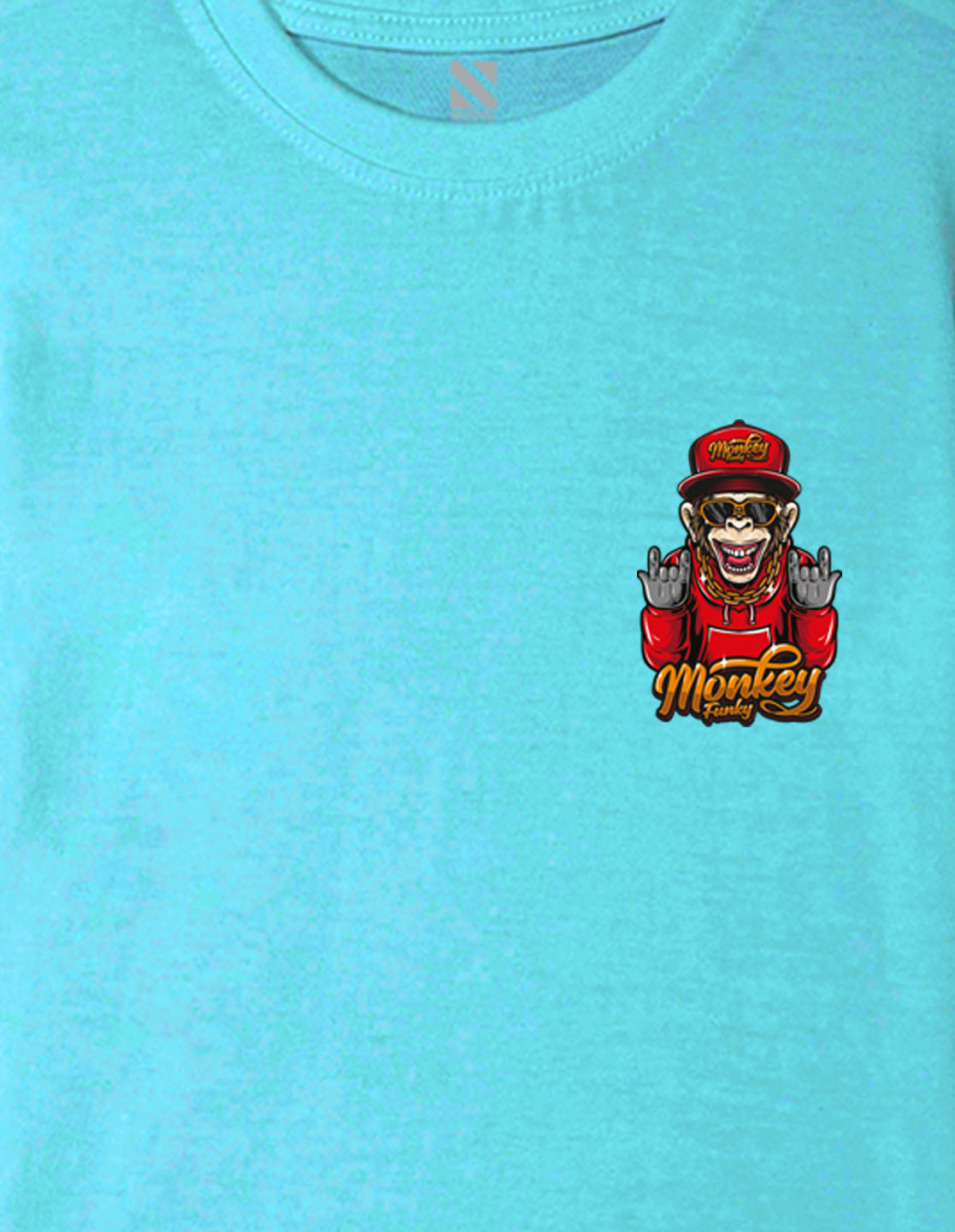 Nusyl Boys Sky Blue Monkey Funky Printed Short sleeve Cotton Blend Oversized T-shirts