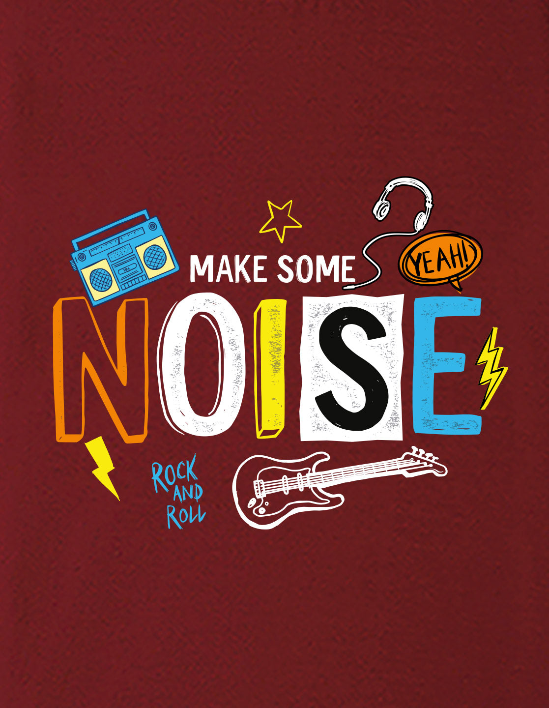 Nusyl Boys Wine Noise Text Printed Short Sleeve Oversized T-Shirt