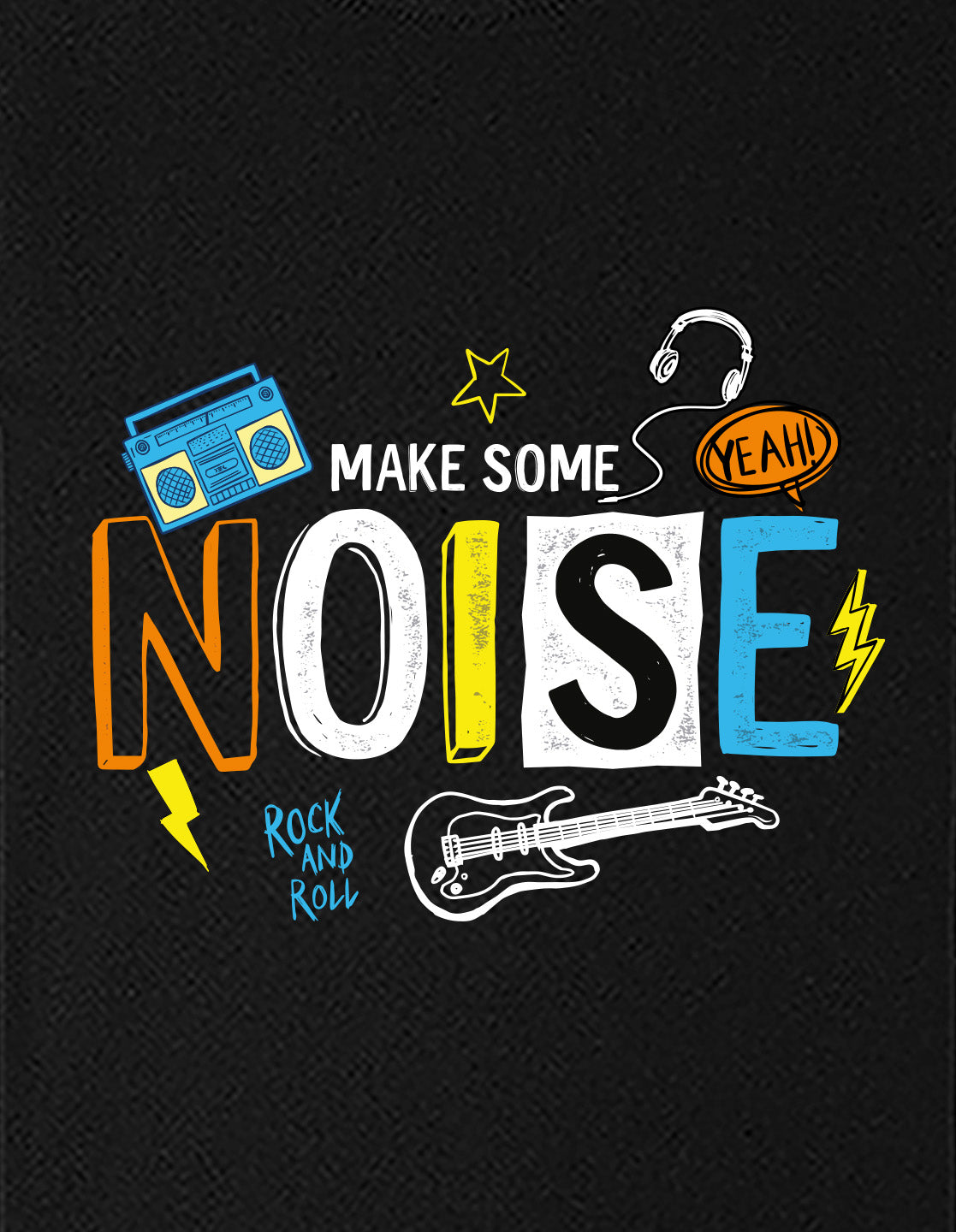Nusyl Boys Black Noise Text Printed Short Sleeve Oversized T-Shirt