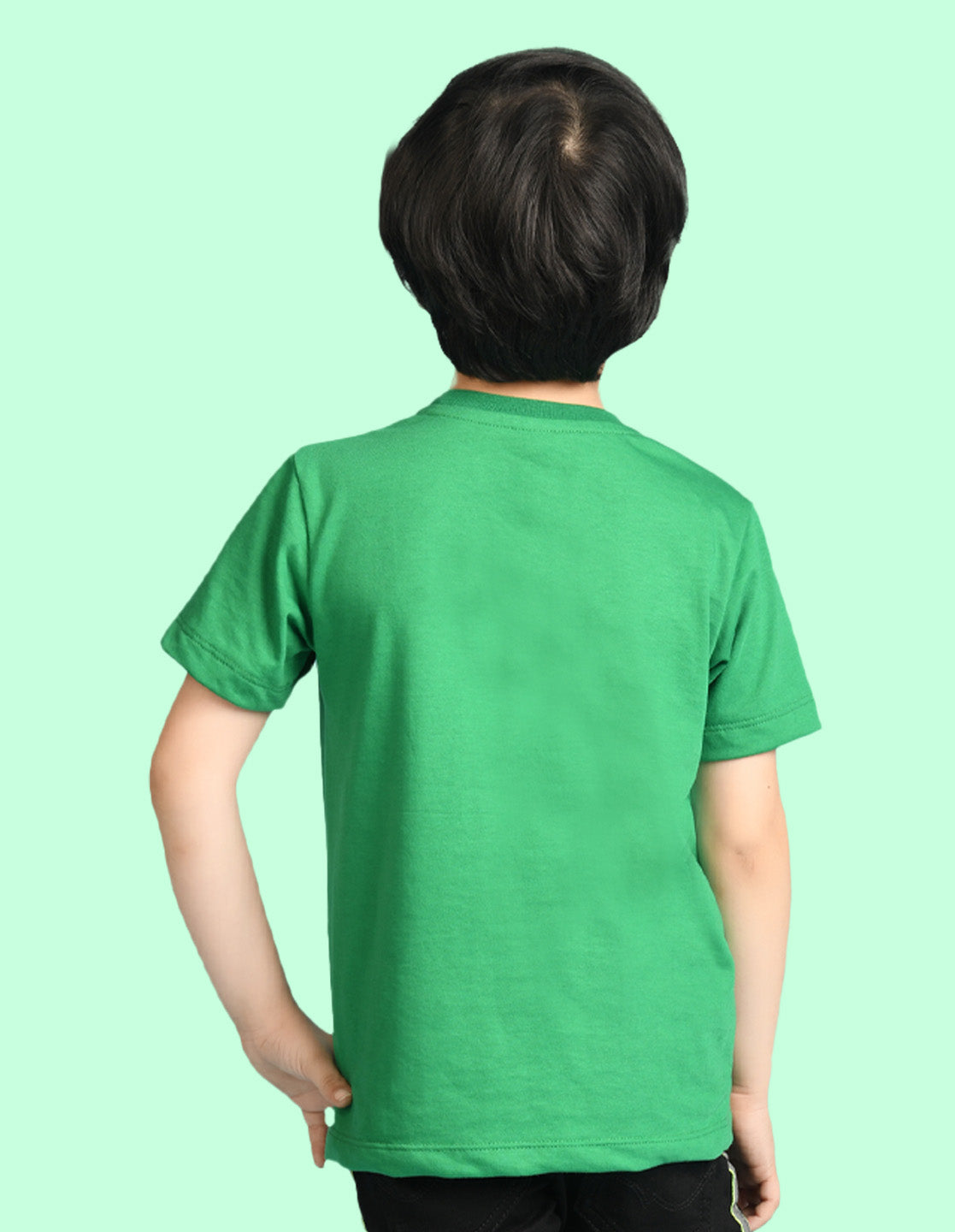 Nusyl Boys Green Noise Text Printed Short Sleeve Oversized T-Shirt