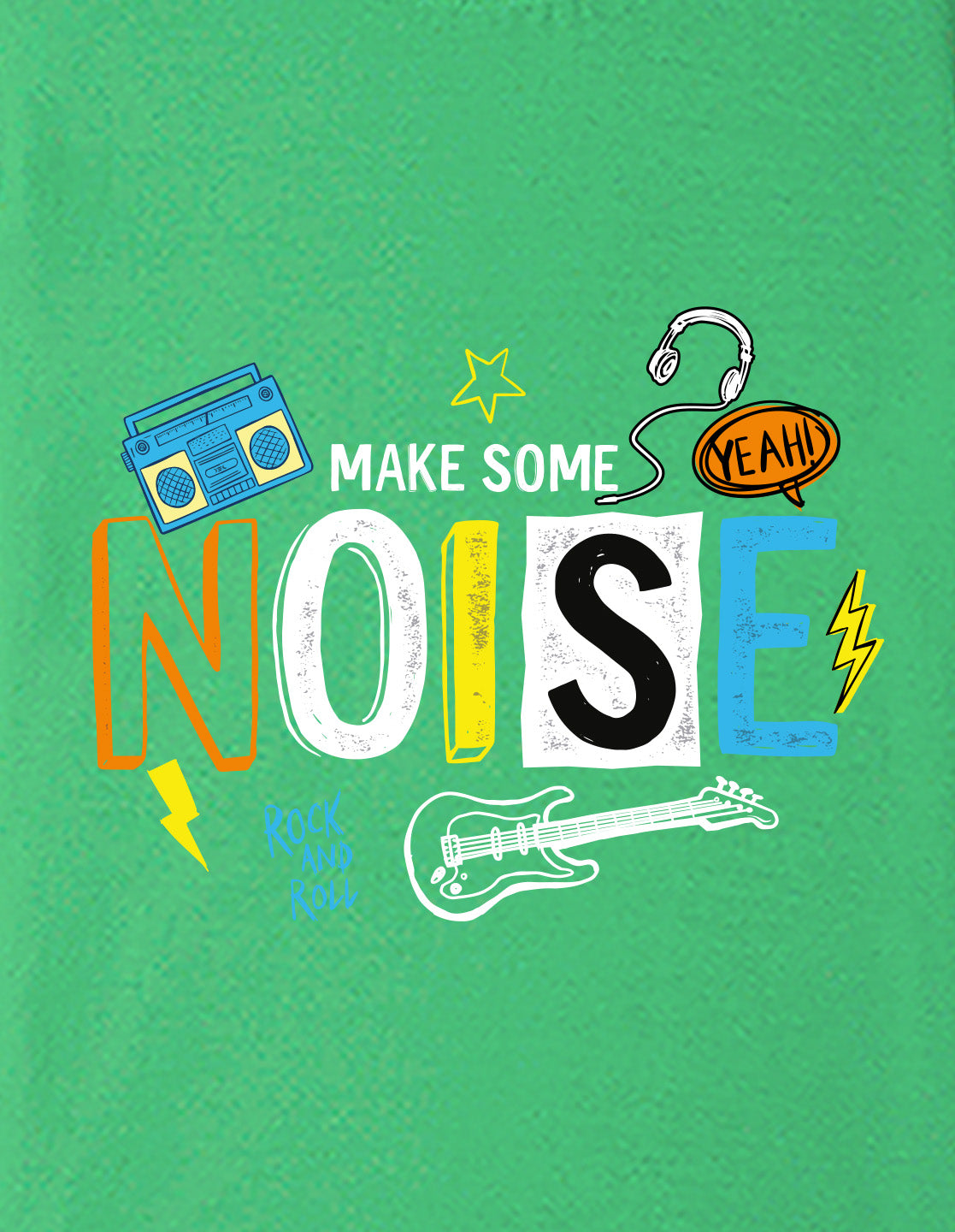 Nusyl Boys Green Noise Text Printed Short Sleeve Oversized T-Shirt