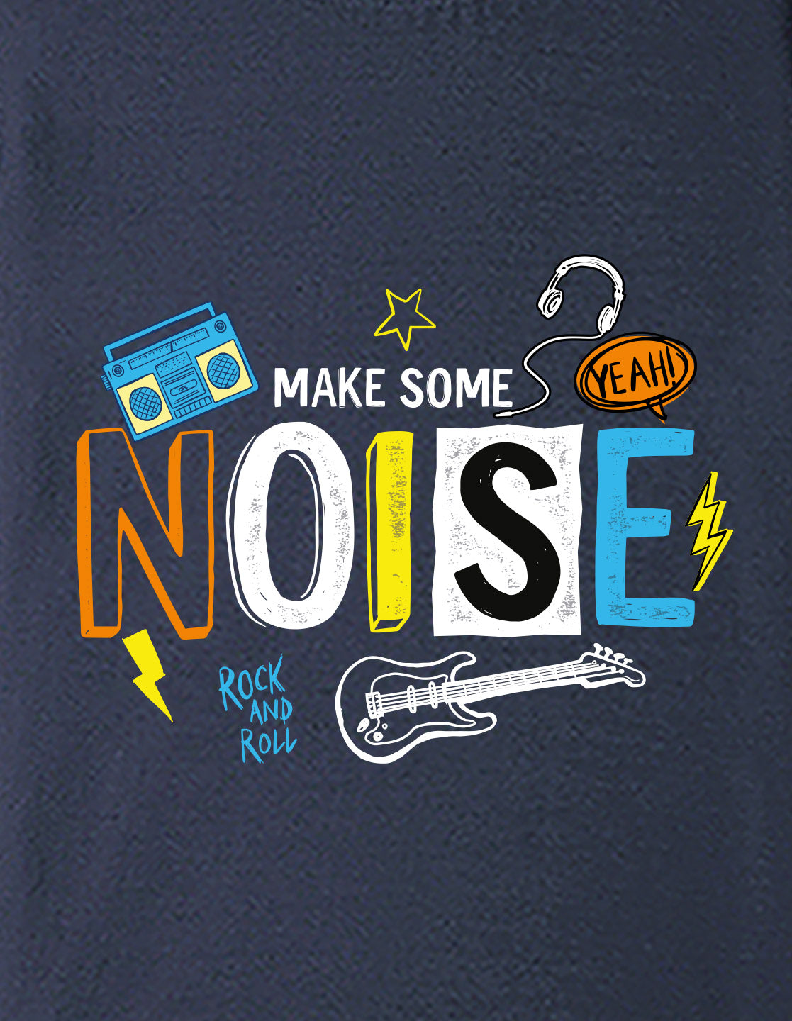 Nusyl Boys Navy Blue Noise Text Printed Short Sleeve Oversized T-Shirt