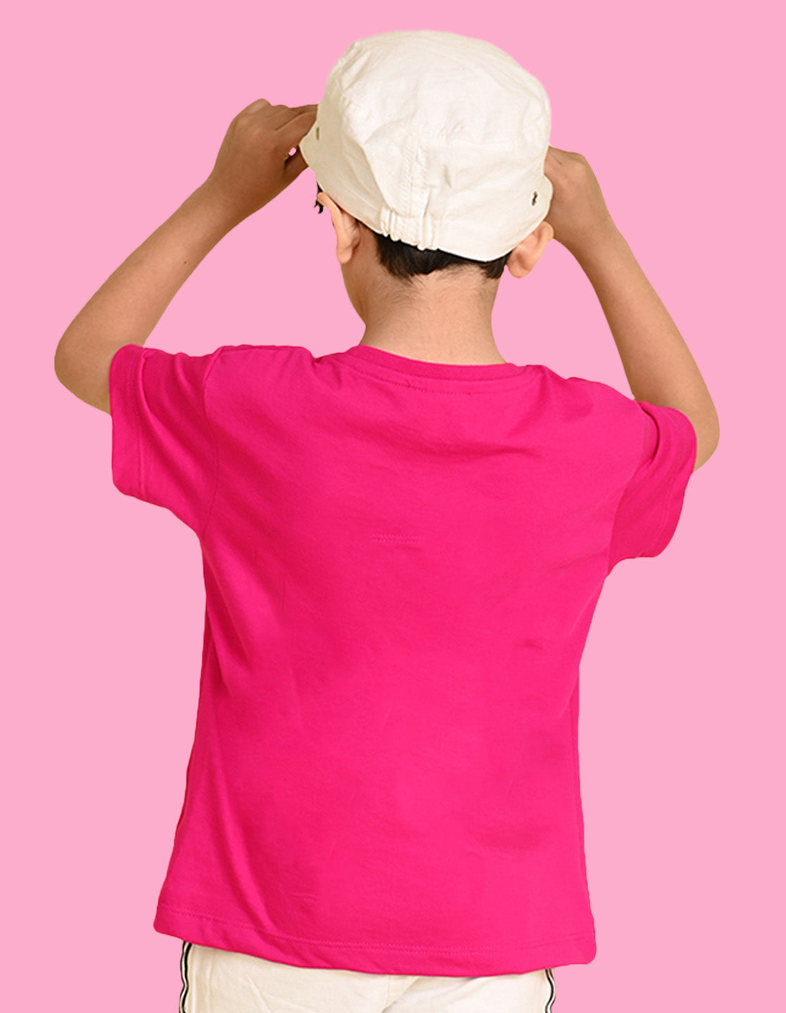 Nusyl Boys Hot Pink Will Not Stop Text Printed Short Sleeve Oversized T-Shirt