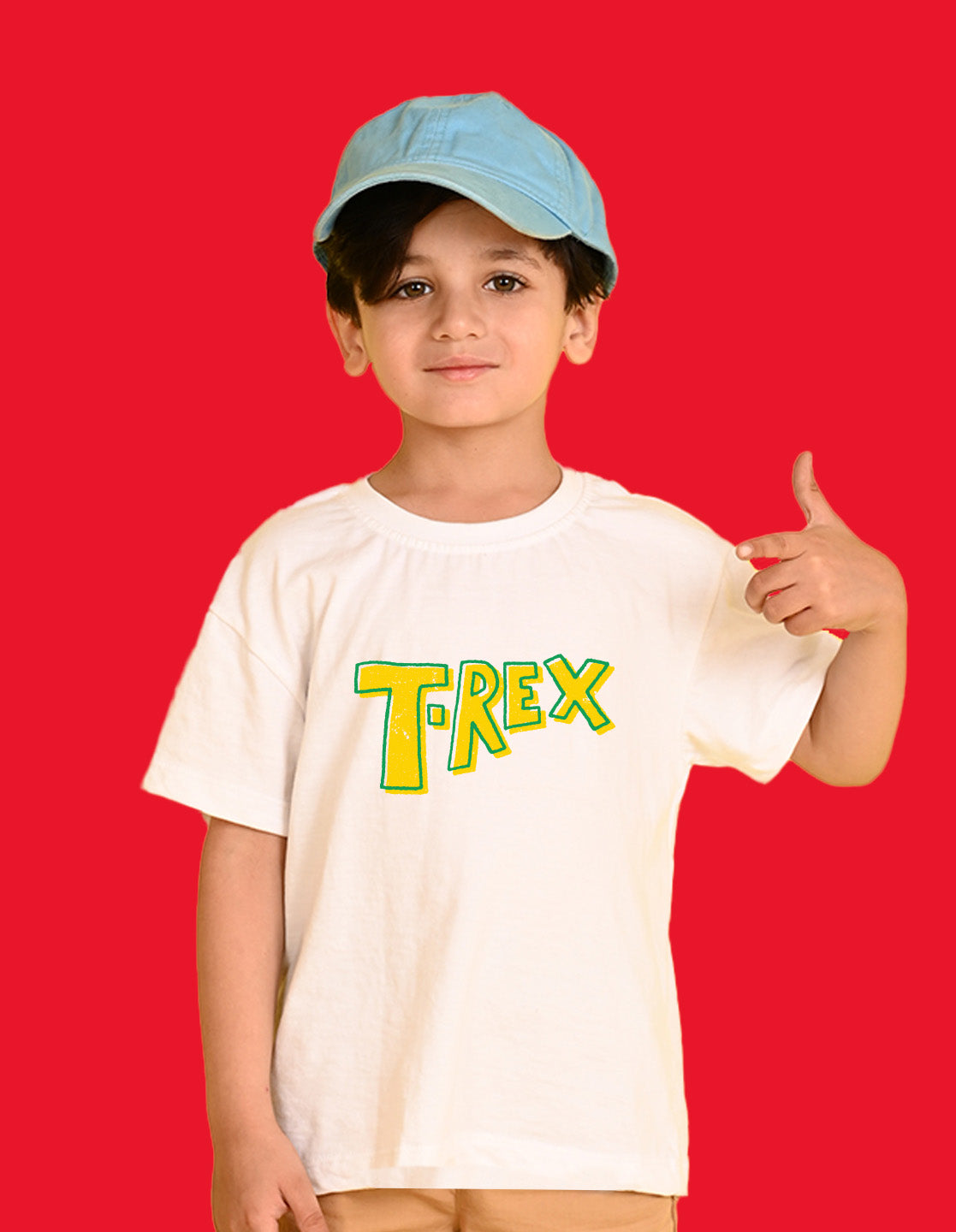 Nusyl Boys White T-Rex Text Printed Short Sleeve Oversized T-Shirt