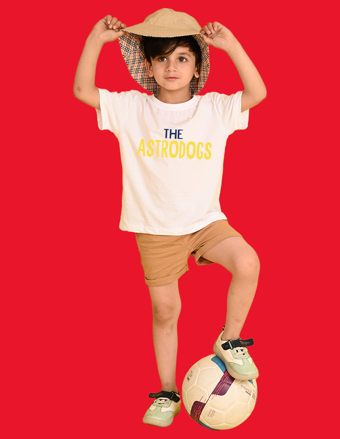 Nusyl Boys White The Astrodogs Text Printed Short Sleeve Oversized T-Shirt