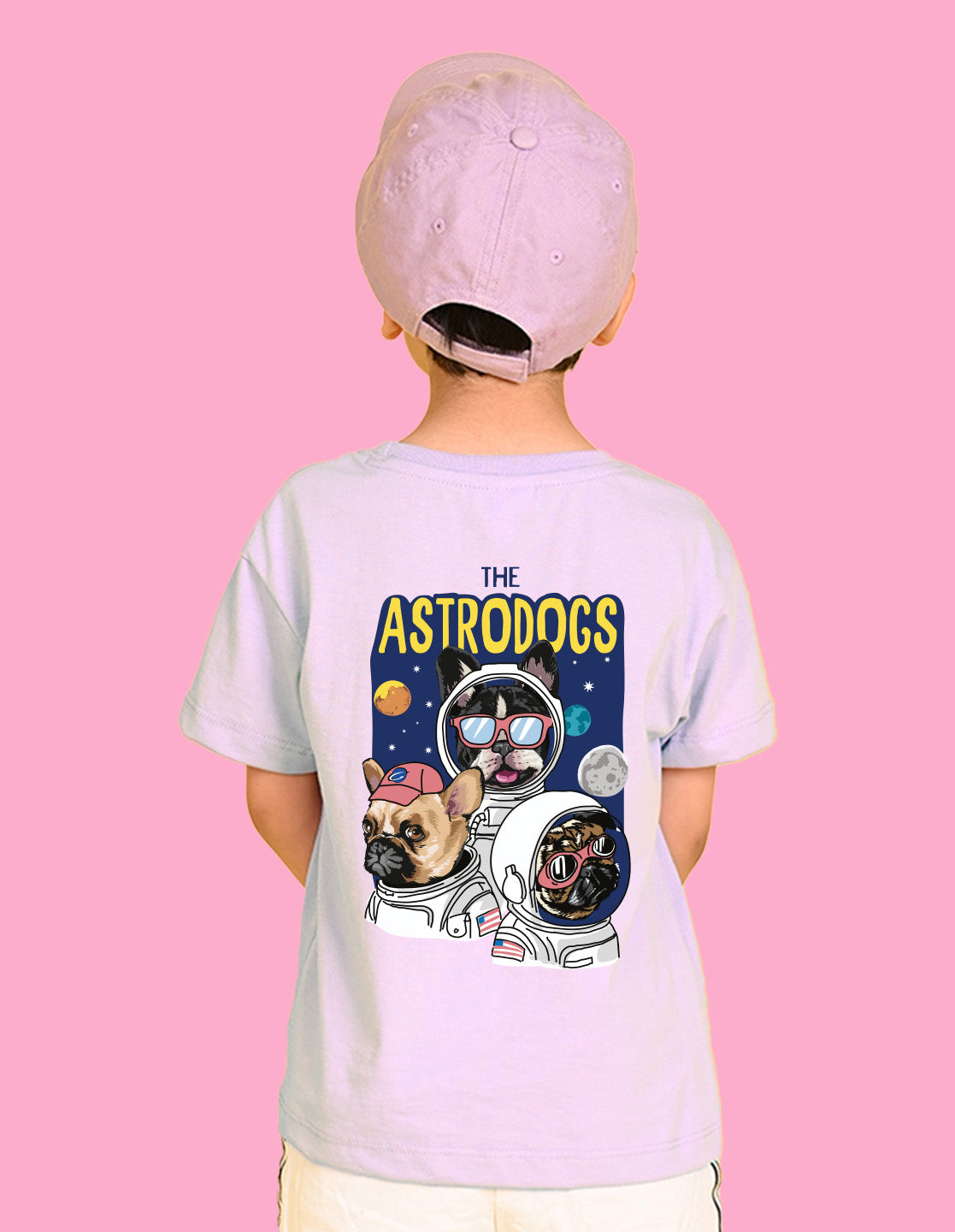 Nusyl Boys Lilac The Astrodogs Text Printed Short Sleeve Oversized T-Shirt