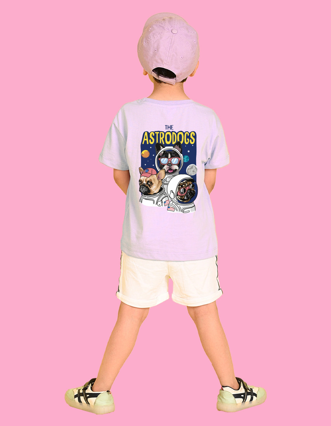 Nusyl Boys Lilac The Astrodogs Text Printed Short Sleeve Oversized T-Shirt