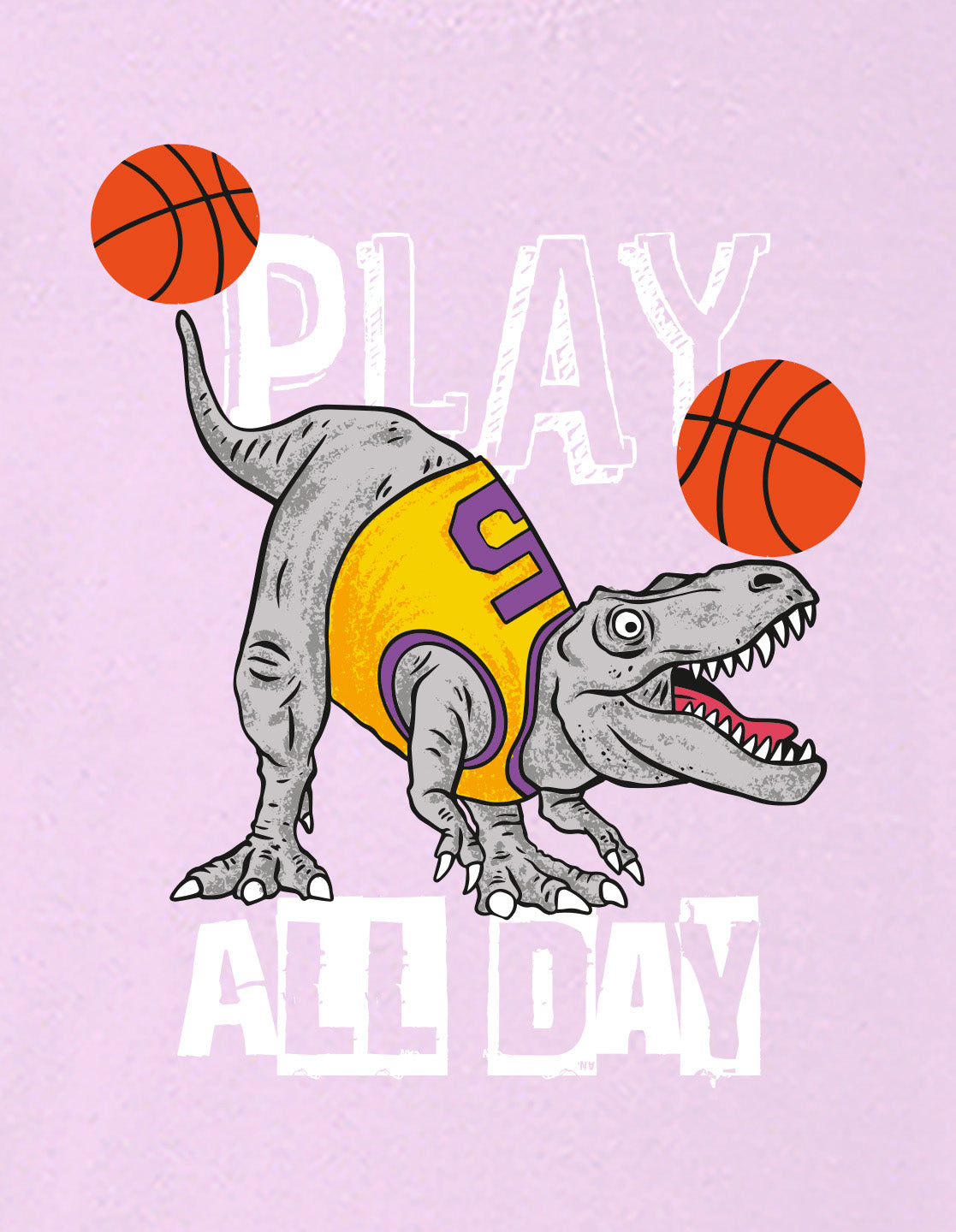Nusyl Boys Lilac Play All Day Text Printed Short Sleeve Oversized T-Shirt