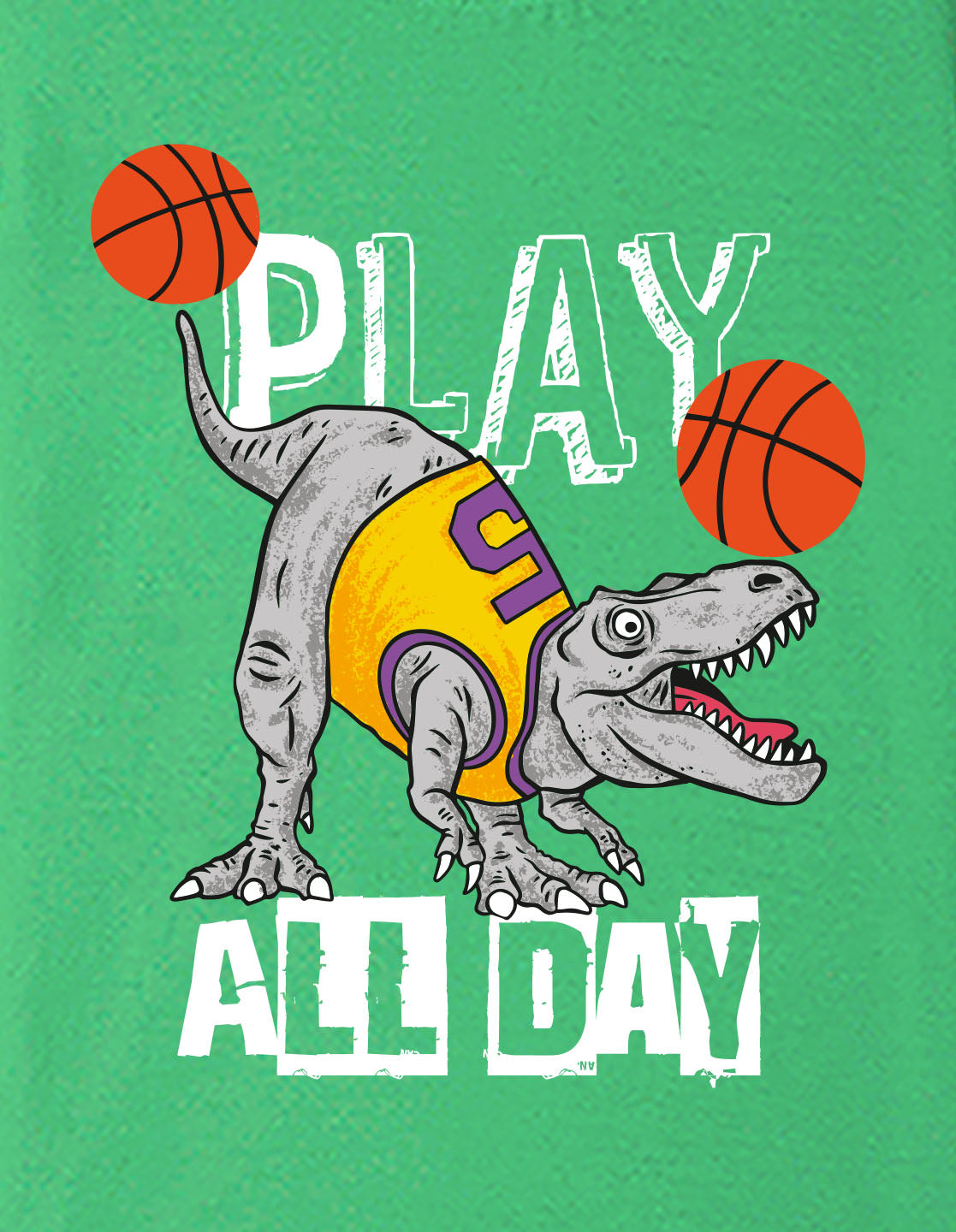 Nusyl Boys Green Play All Day Text Printed Short Sleeve Oversized T-Shirt