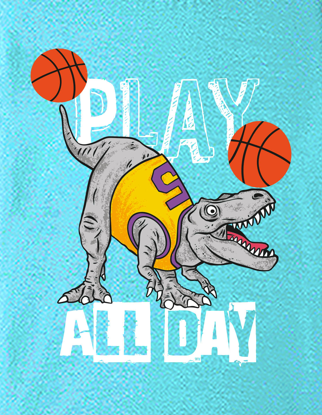 Nusyl Boys Sky Blue Play All Day Text Printed Short Sleeve Oversized T-Shirt