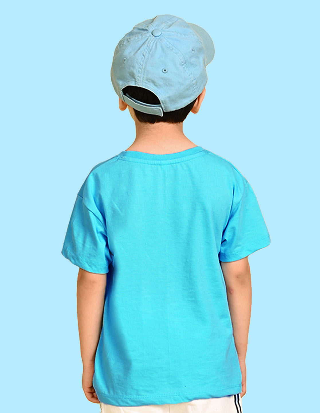 Nusyl Boys Sky Blue Play All Day Text Printed Short Sleeve Oversized T-Shirt